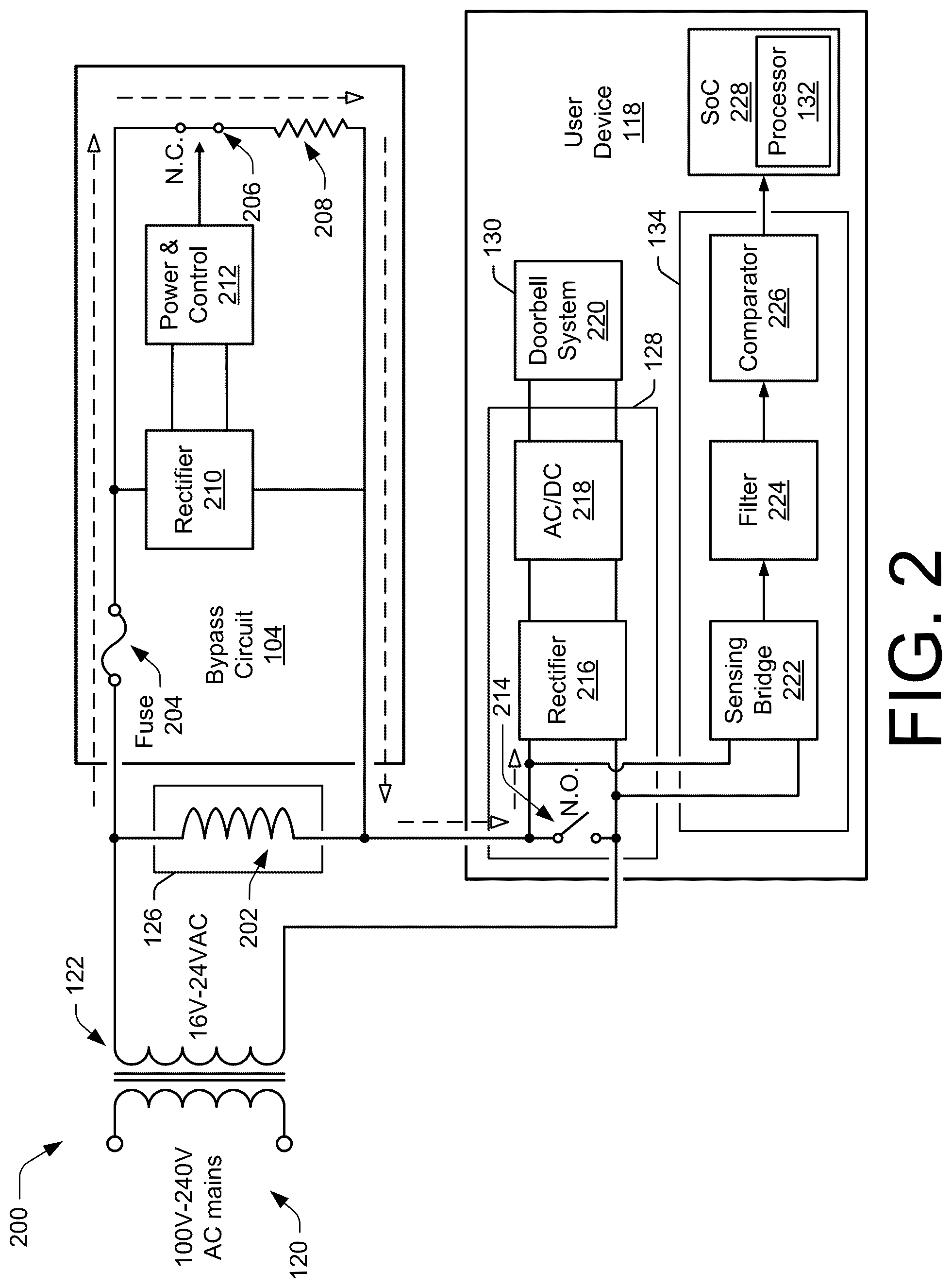 Patent US12308645 Figure 2 – Alternating-current power harmonic-based circuit state detection