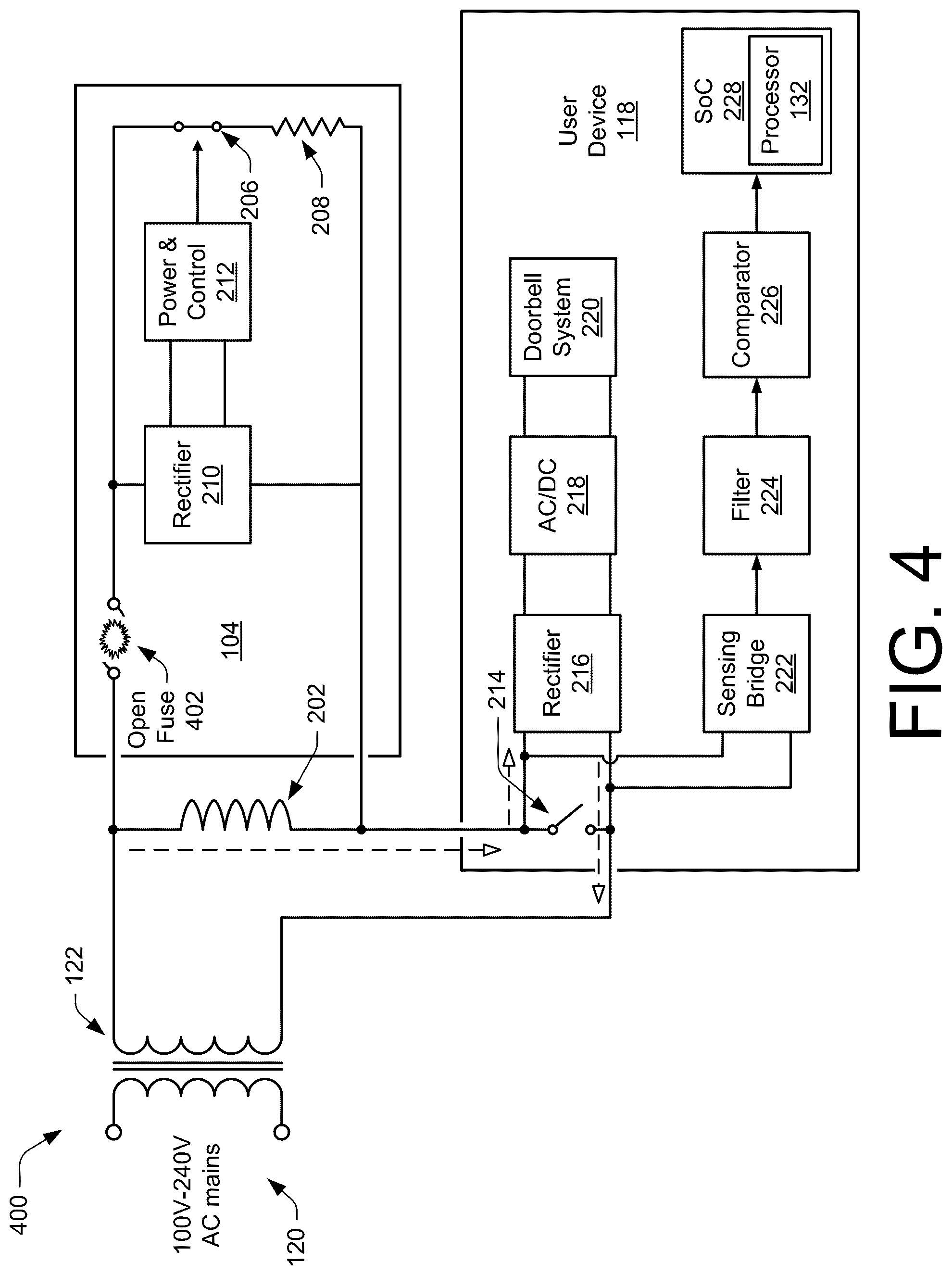 Patent US12308645 Figure 4 – Alternating-current power harmonic-based circuit state detection