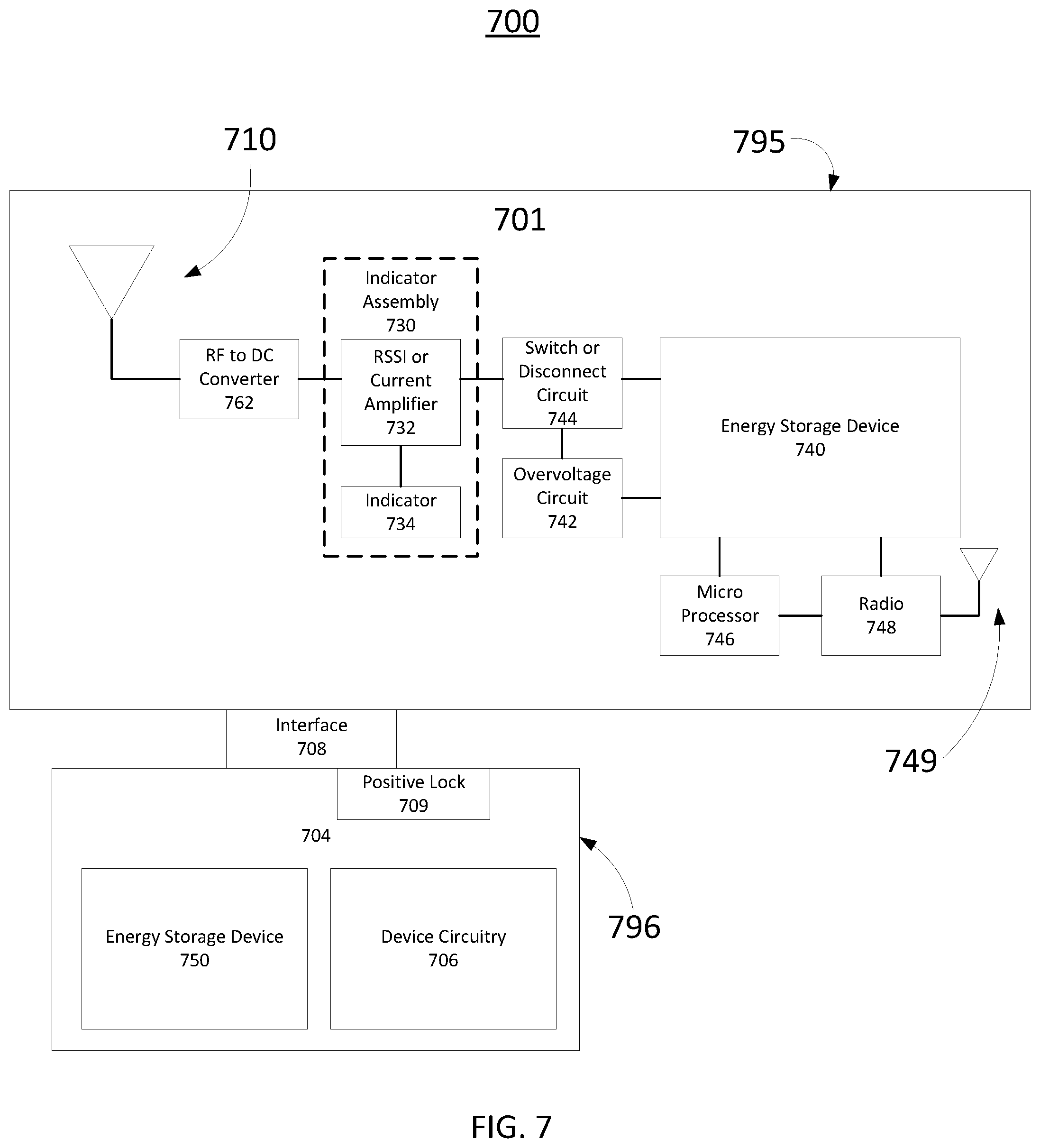 Patent US12308663 Figure 7 – Methods, systems, and apparatus for wireless recharging of battery-powered devices
