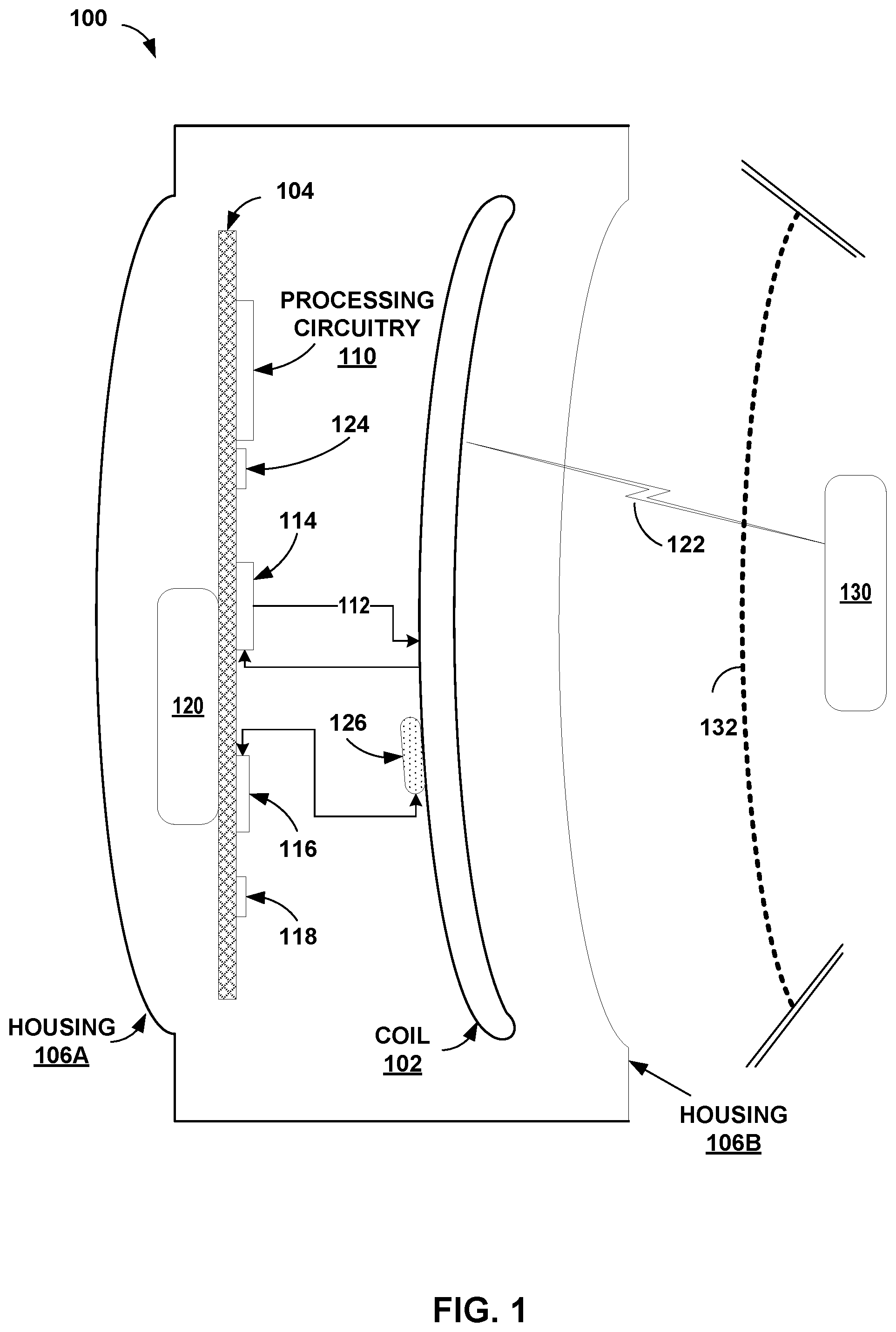 Patent US12308665 Figure 1 – Flexible recharger with integrated electronics