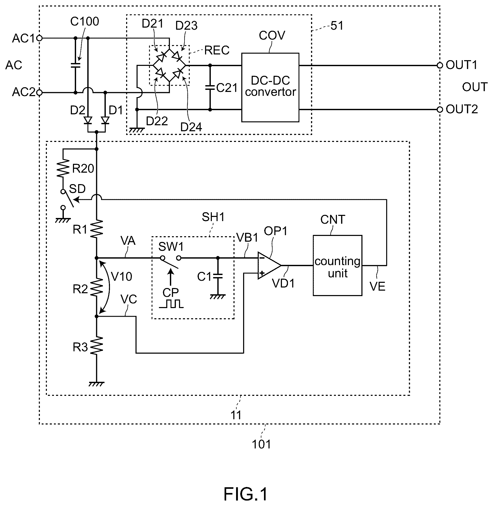 Patent US12308688 Figure 1 – Control circuit and power source device