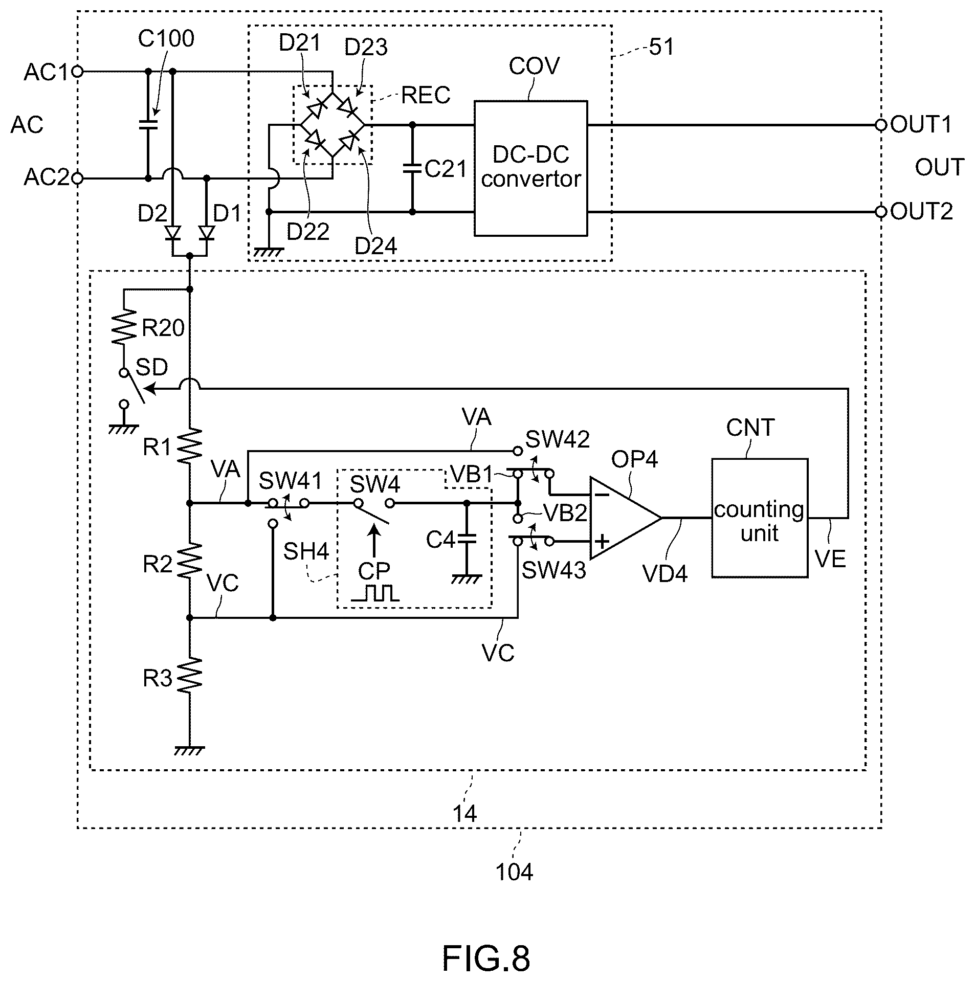 Patent US12308688 Figure 8 – Control circuit and power source device