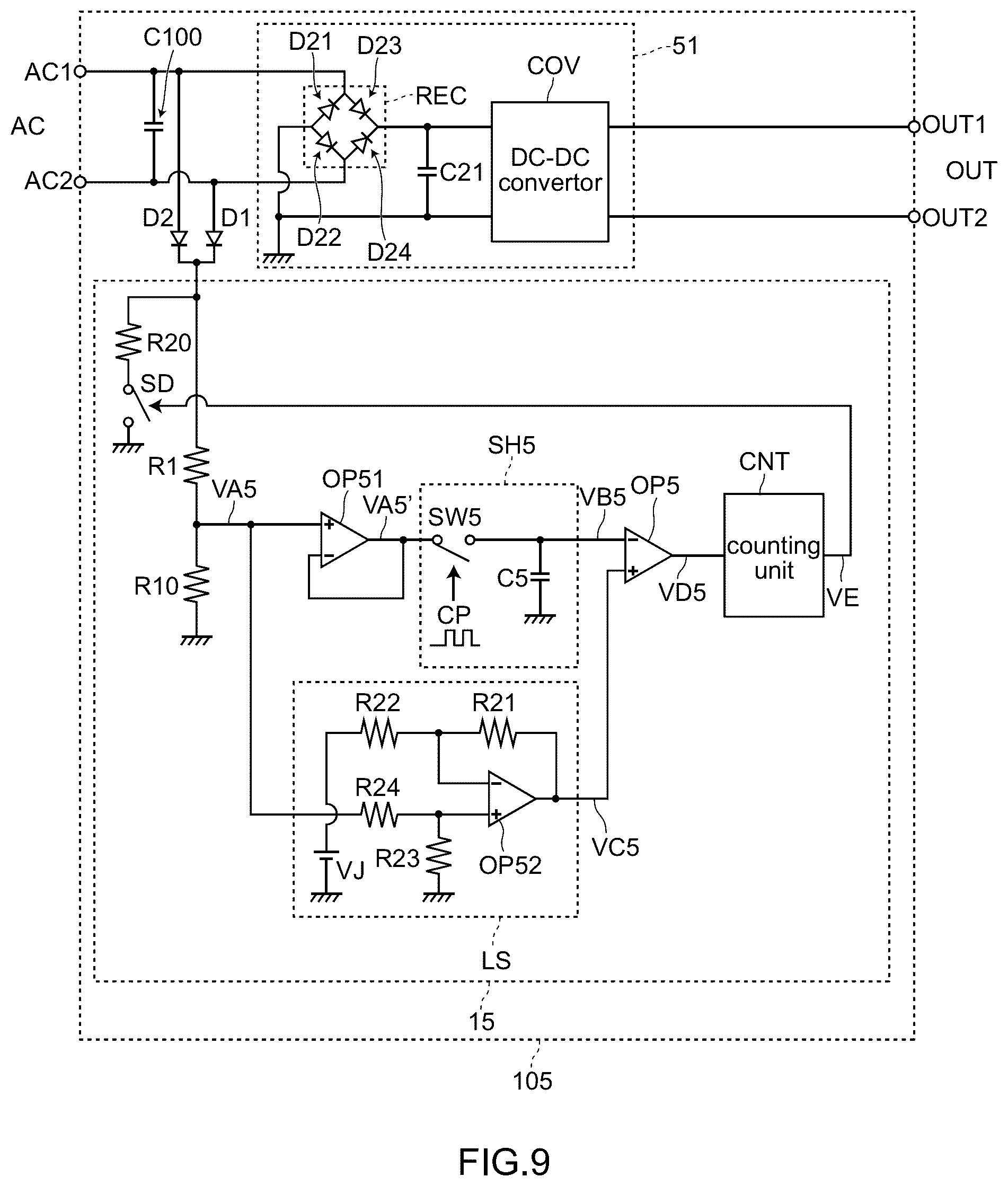 Patent US12308688 Figure 9 – Control circuit and power source device