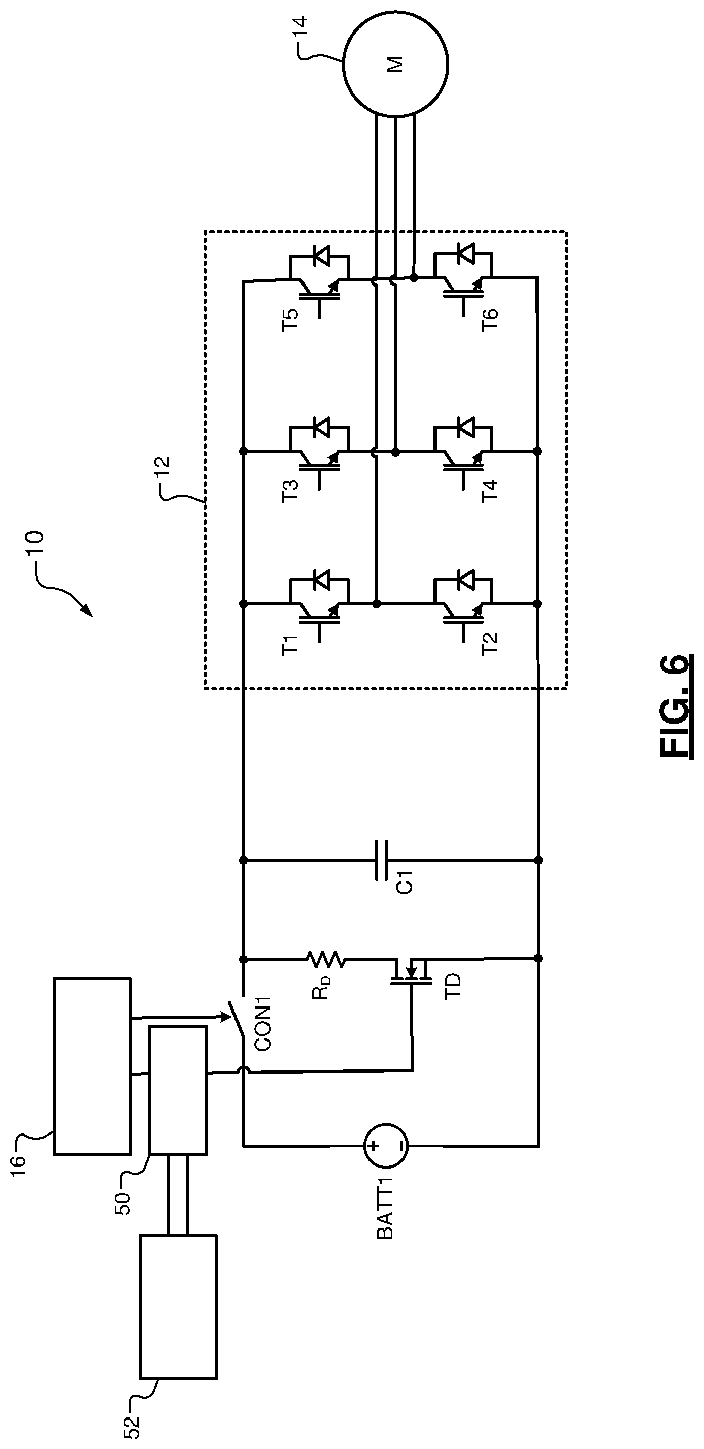 Patent US12308691 Figure 6 – Discharge system for DC capacitors with active loss control