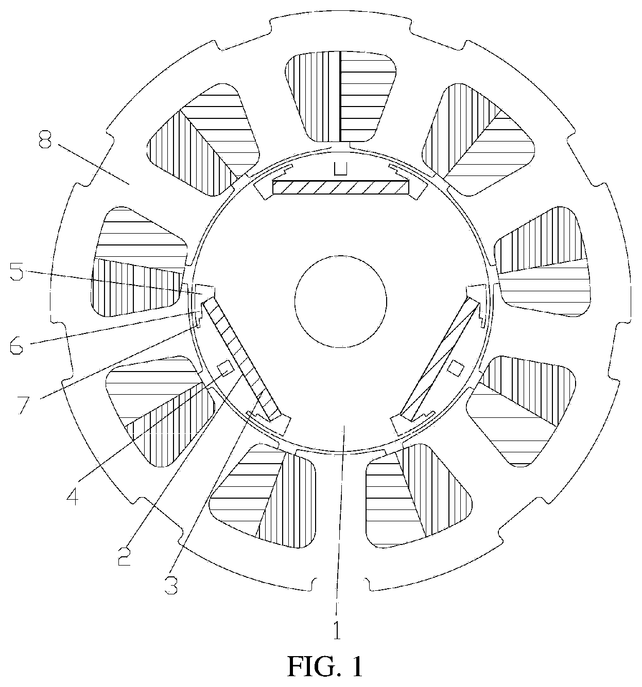 Patent US12308704 — Rotor assembly and alternating-pole motor — Figure 1