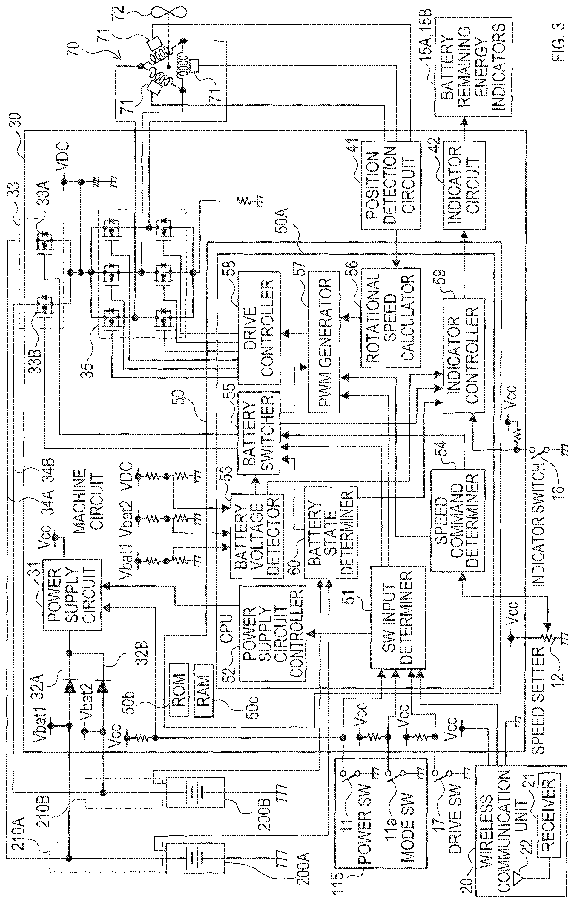 Patent US12308707 Figure 3 – Electric work machine