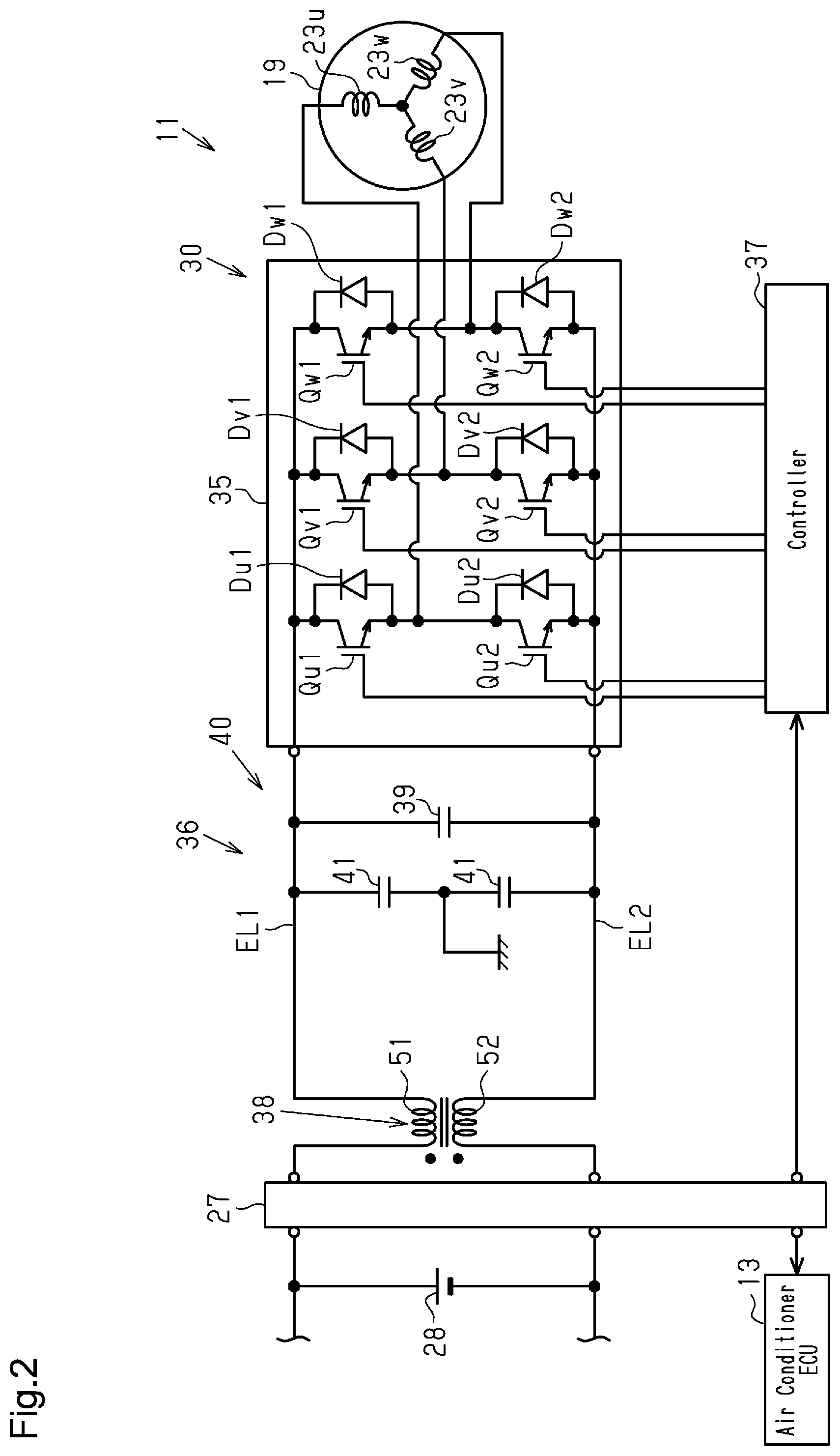 Patent US12308708 Figure 2 – Motor-driven compressor