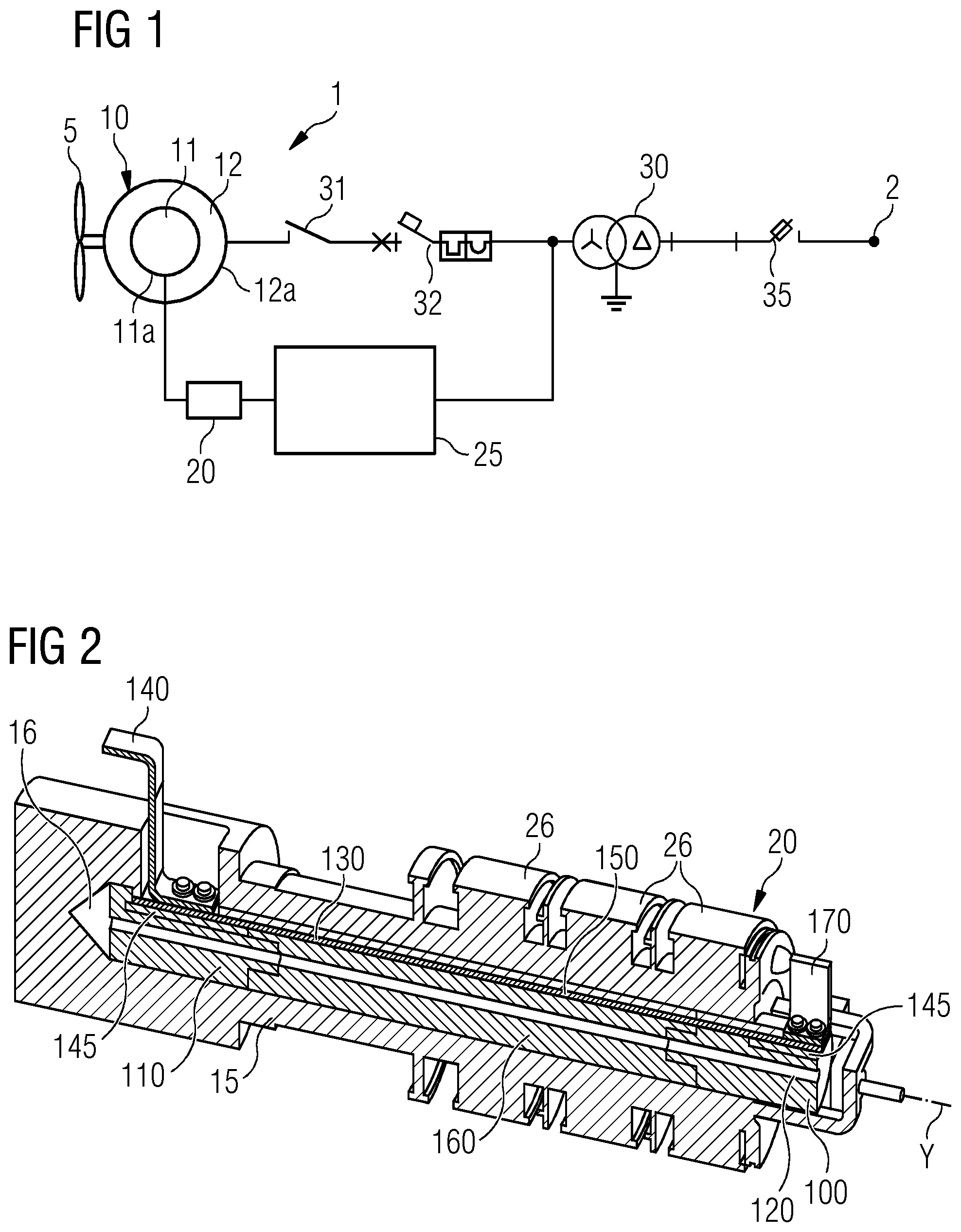 Patent US12308709 Figure 1 – Electric connection for a rotor winding of an electrical generator