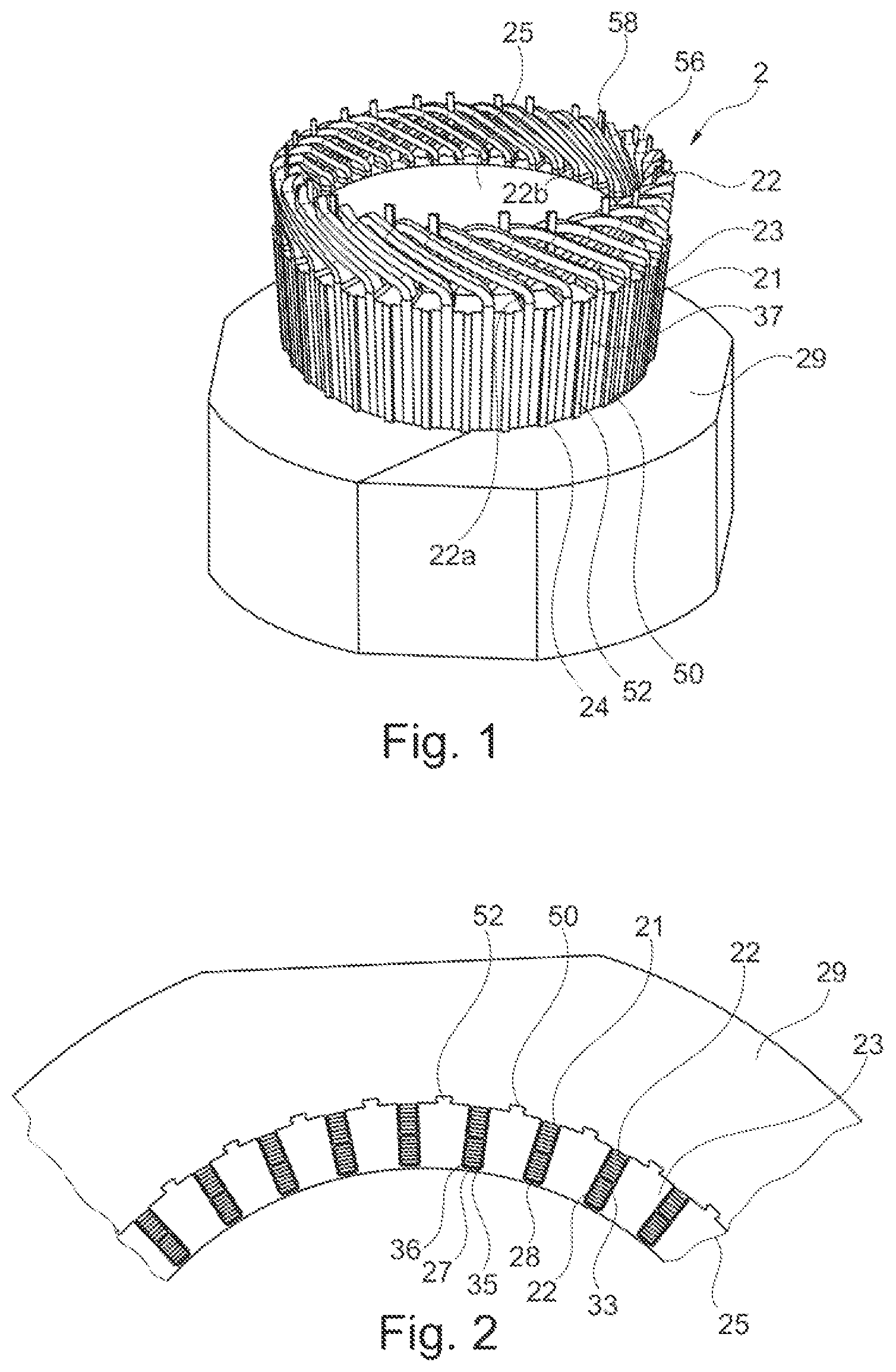 Patent US12308712 Figure 1 – Stator for a rotating electrical machine