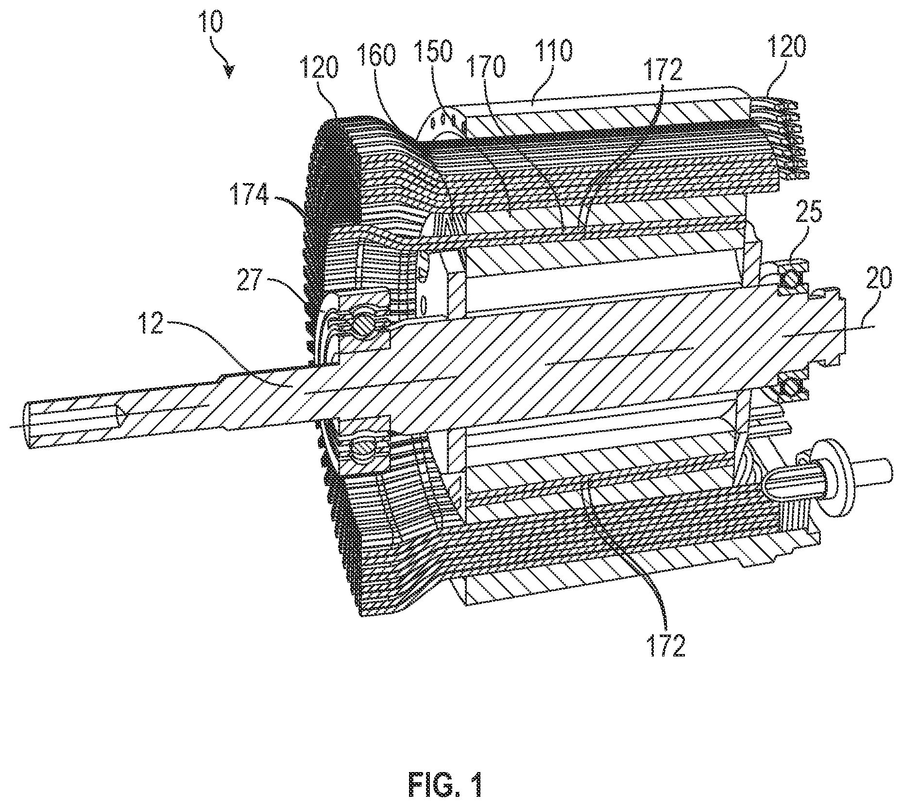 Patent US12308715 Figure 1 – Magnet-assisted wound rotor for electric motor