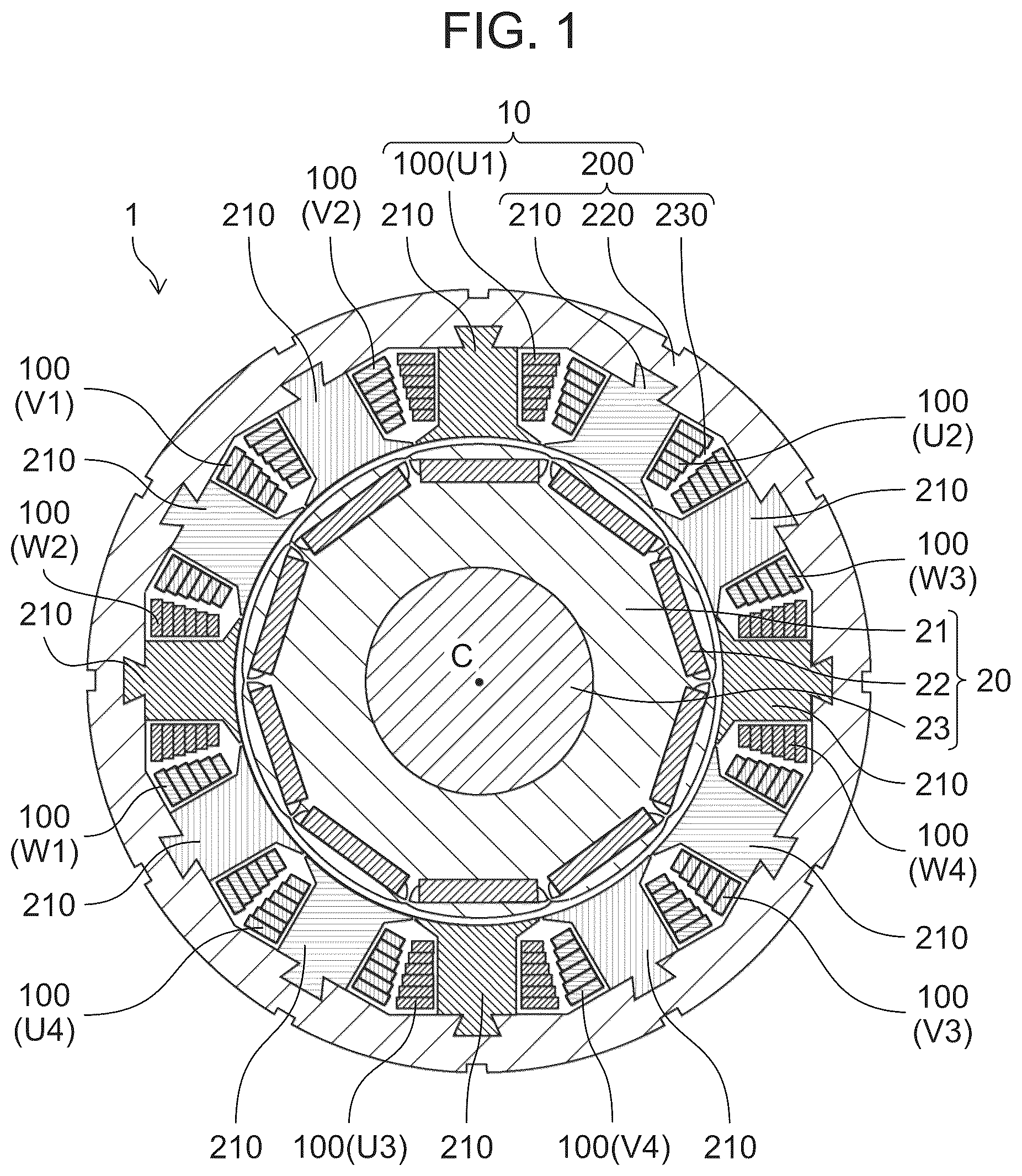 Patent US12308718 Figure 1 – Molded coil, stator, and rotary electric machine