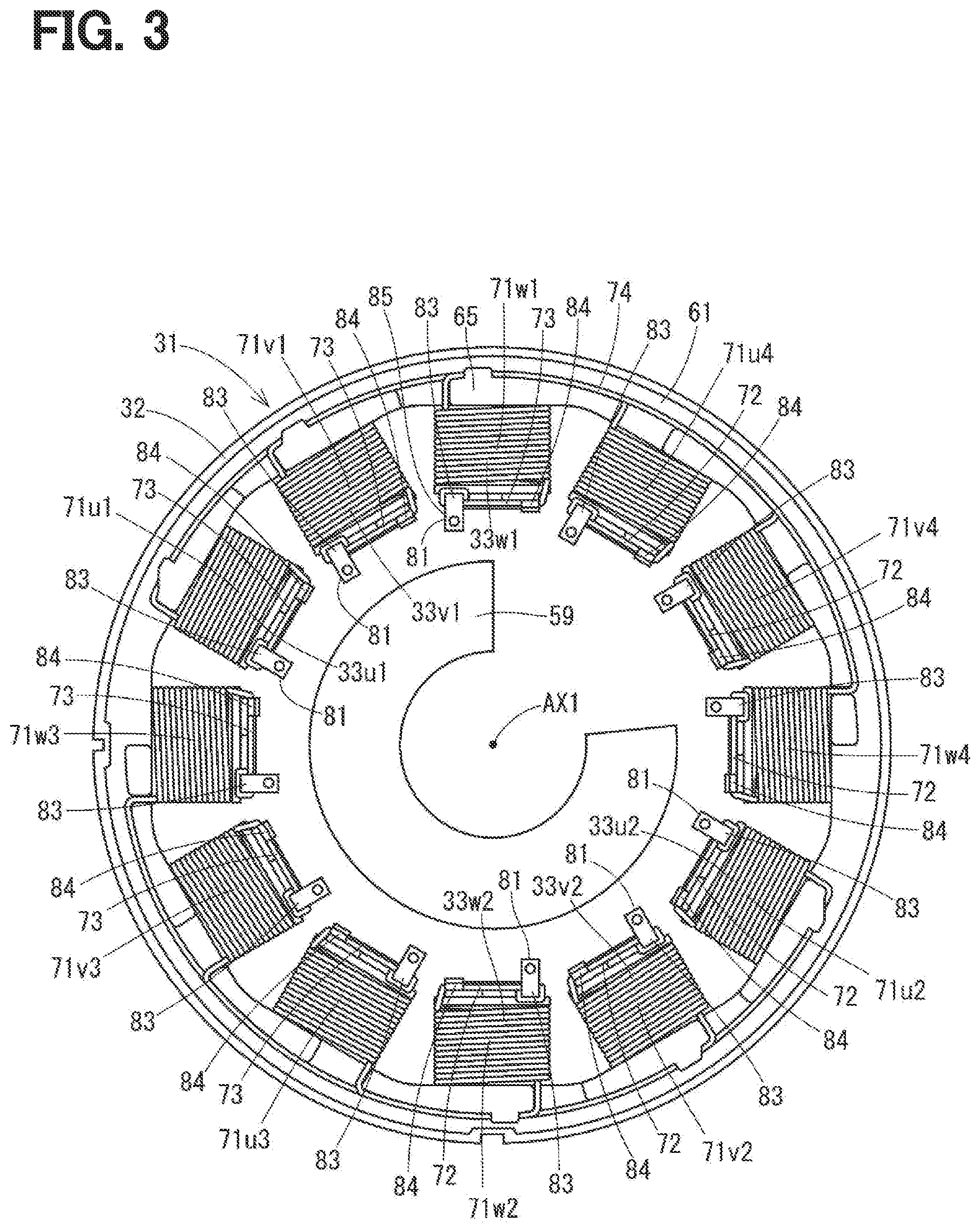 Patent US12308721 Figure 3 – Rotating electrical machine