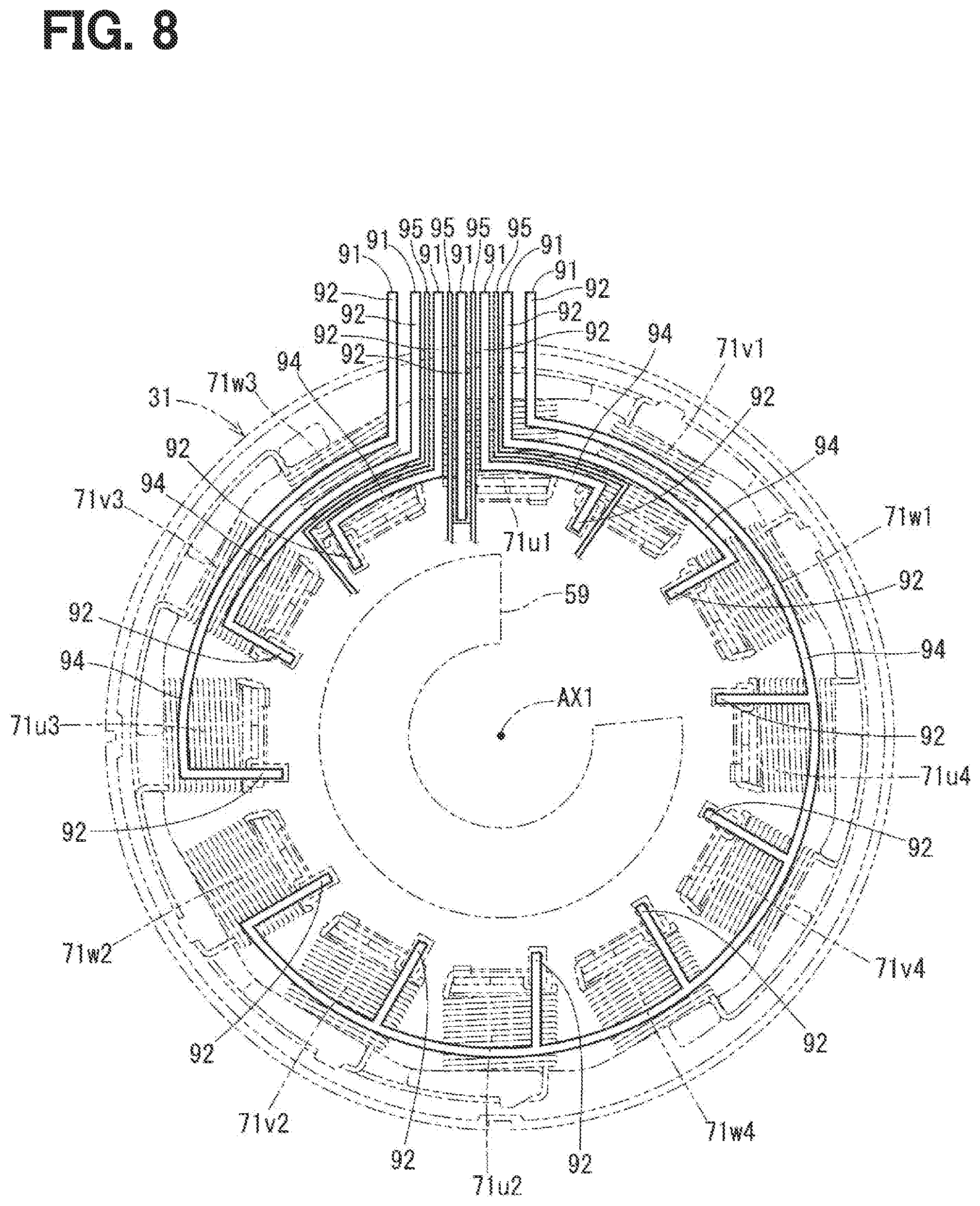 Patent US12308721 Figure 7 – Rotating electrical machine