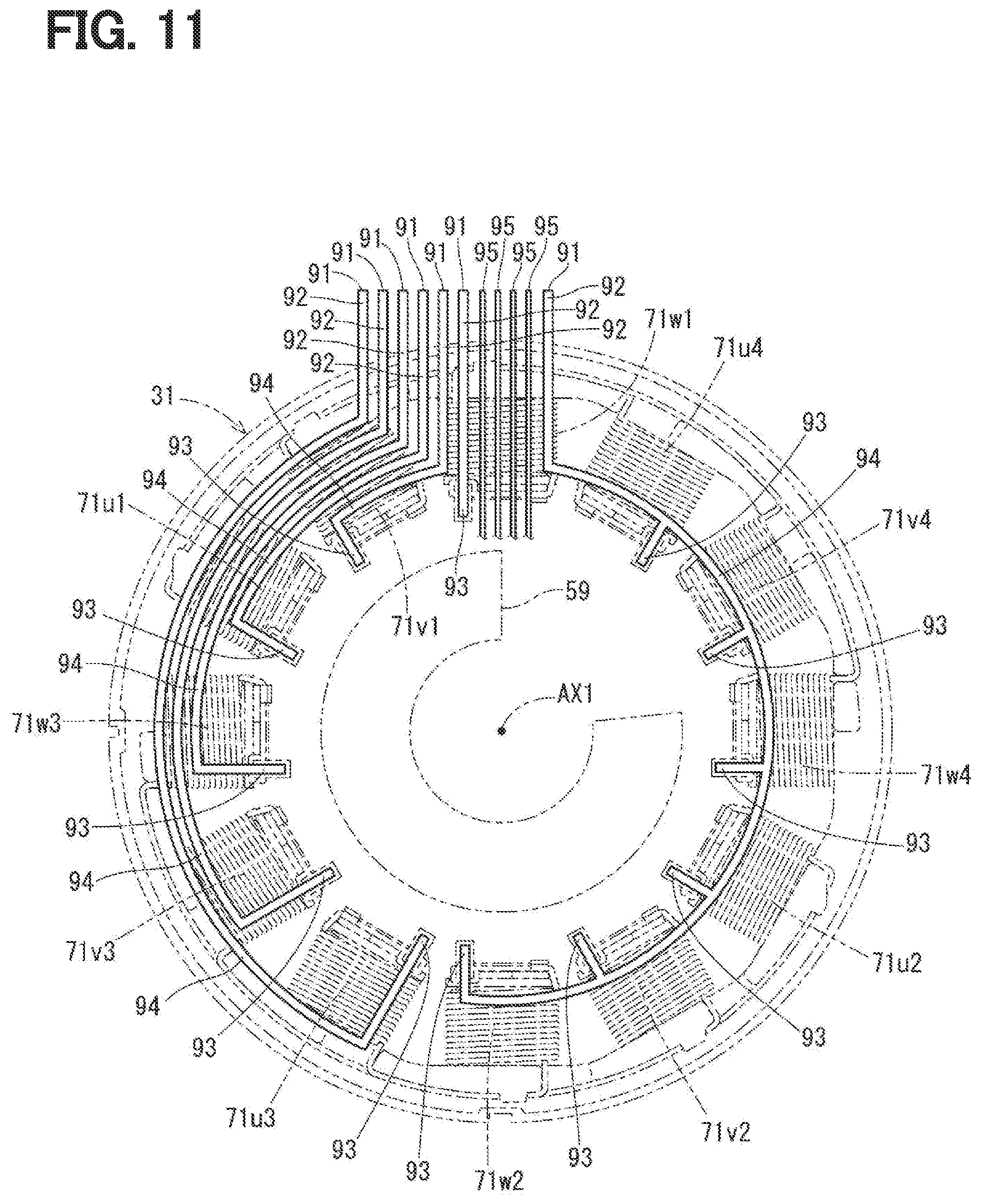 Patent US12308721 Figure 10 – Rotating electrical machine