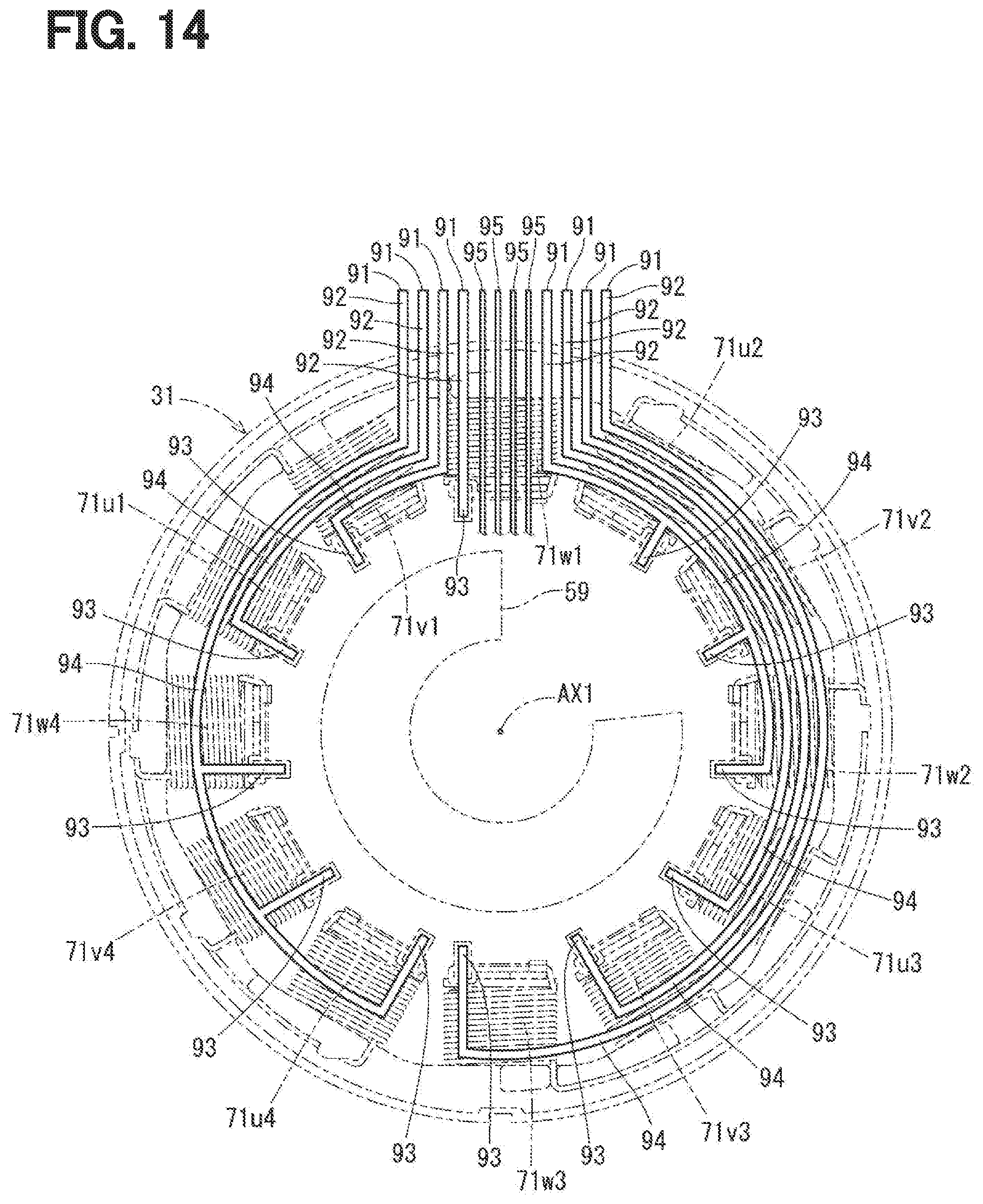 Patent US12308721 Figure 12 – Rotating electrical machine