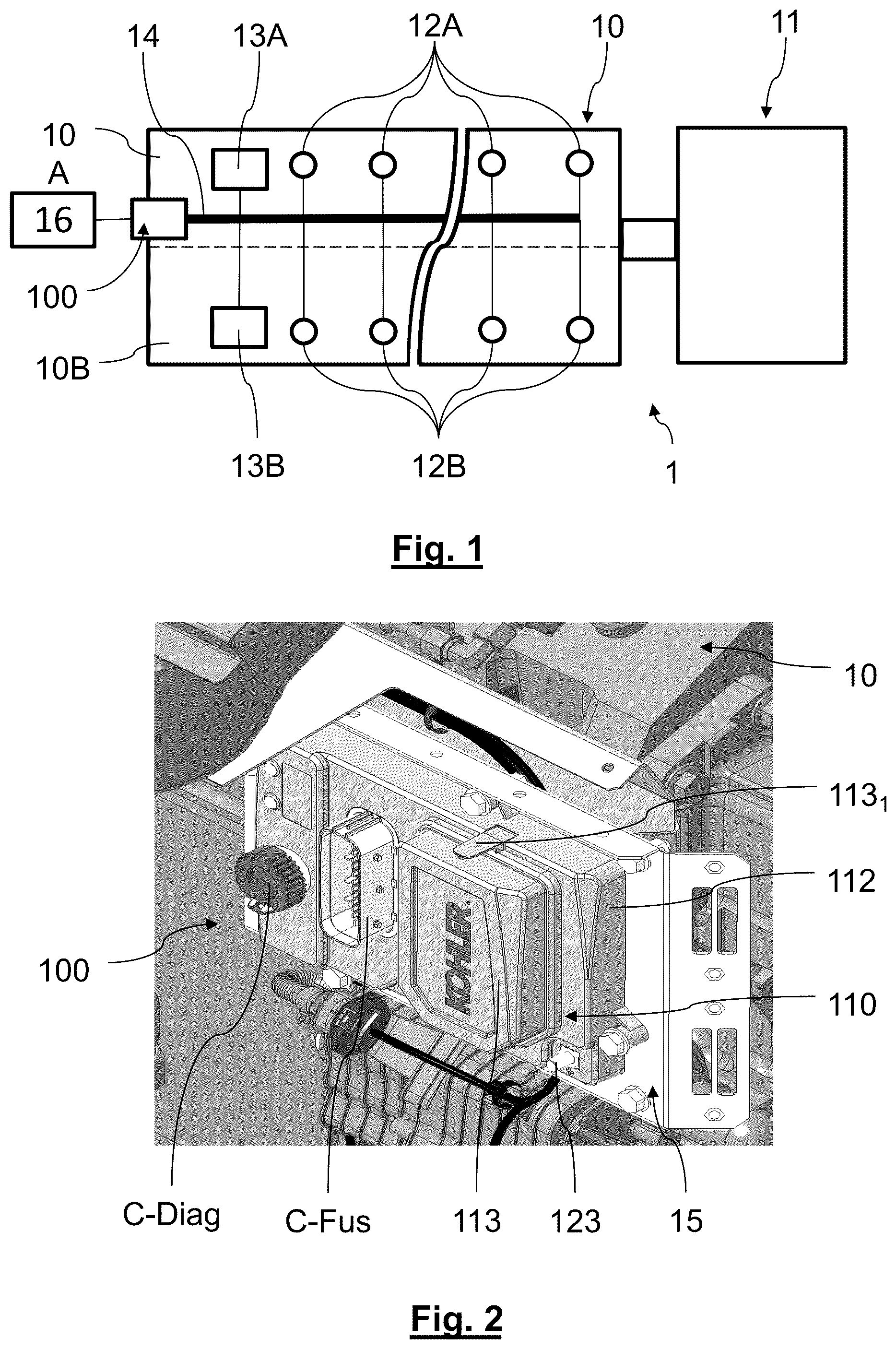 Patent US12308727 Figure 1 – Electrical connection module for a generator set and generator set comprising such a module