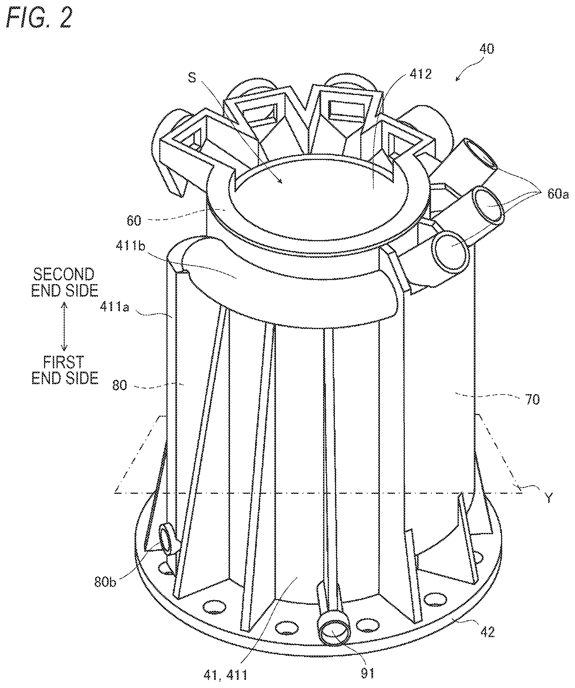Patent US12308729 Figure 2 – Rotary electric machine housing, rotary electric machine, and additive manufacturing method