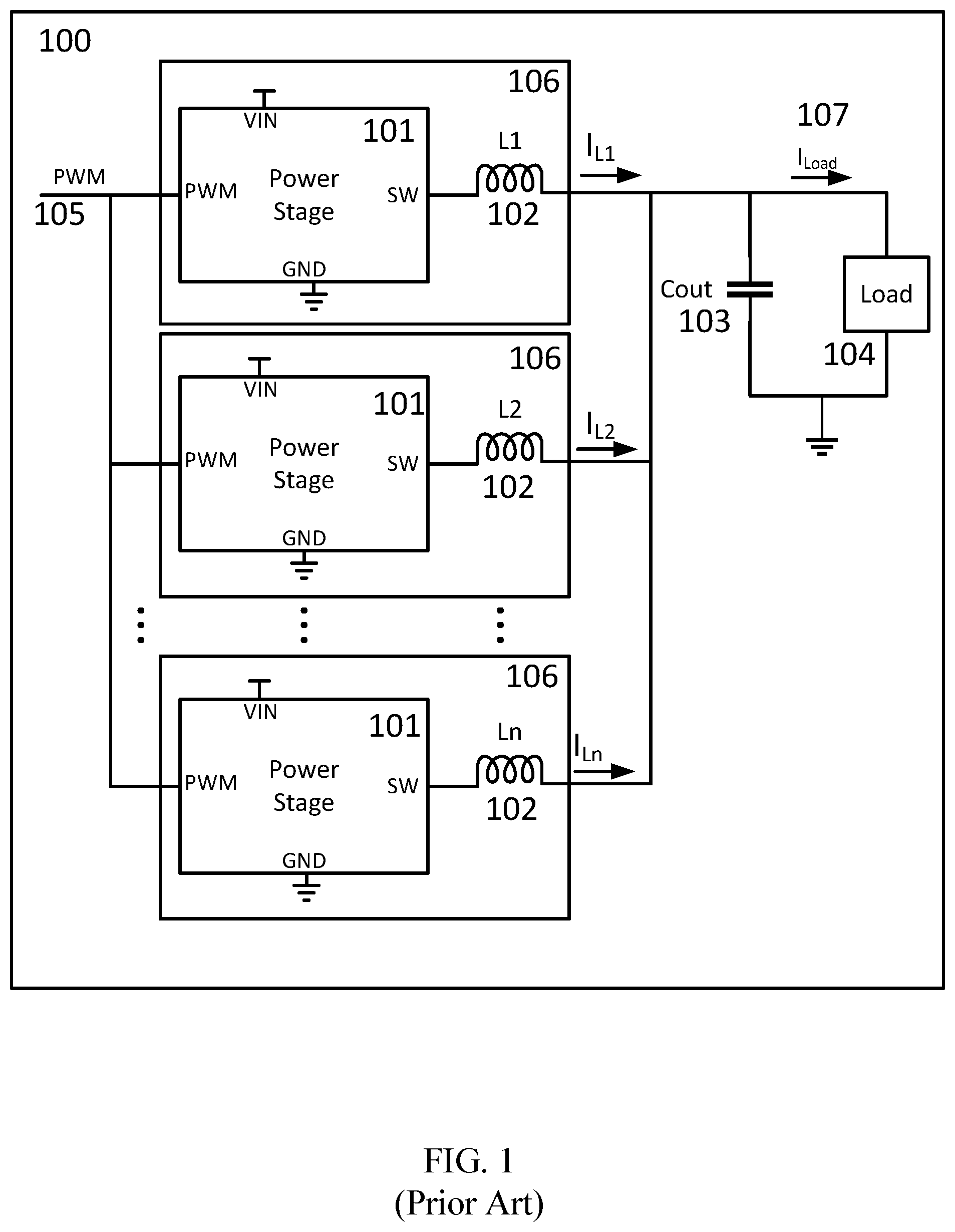 Patent US12308746 — Power stage for multiphase voltage regulator with self-adapted current balancing control — Figure 1