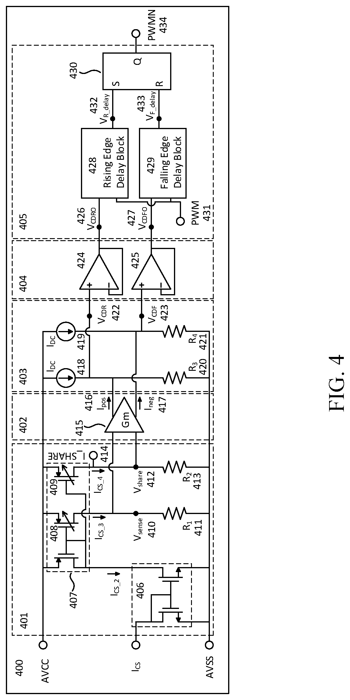 Patent US12308746 Figure 4 – Power stage for multiphase voltage regulator with self-adapted current balancing control