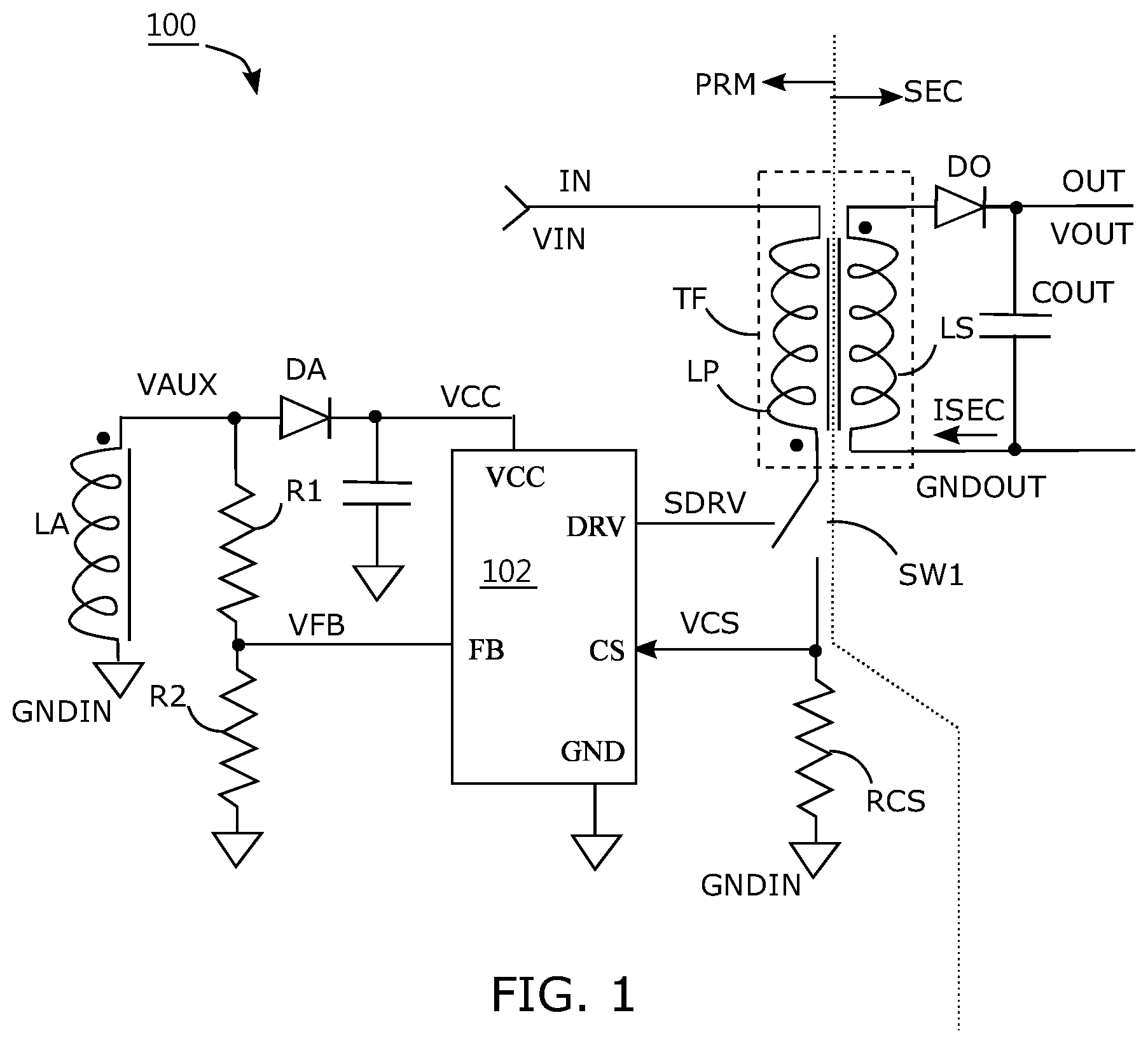Patent US12308747 Figure 1 – Control method and power controller for flyback power converter