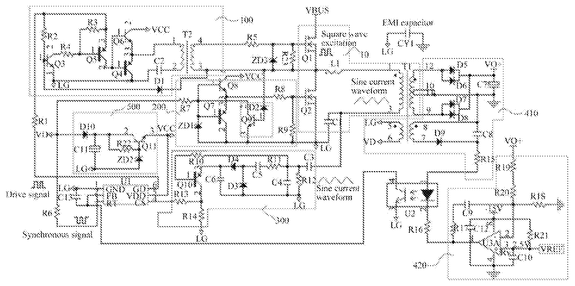 Patent US12308750 Figure 1 – LLC resonant topology control circuit based on flyback chip