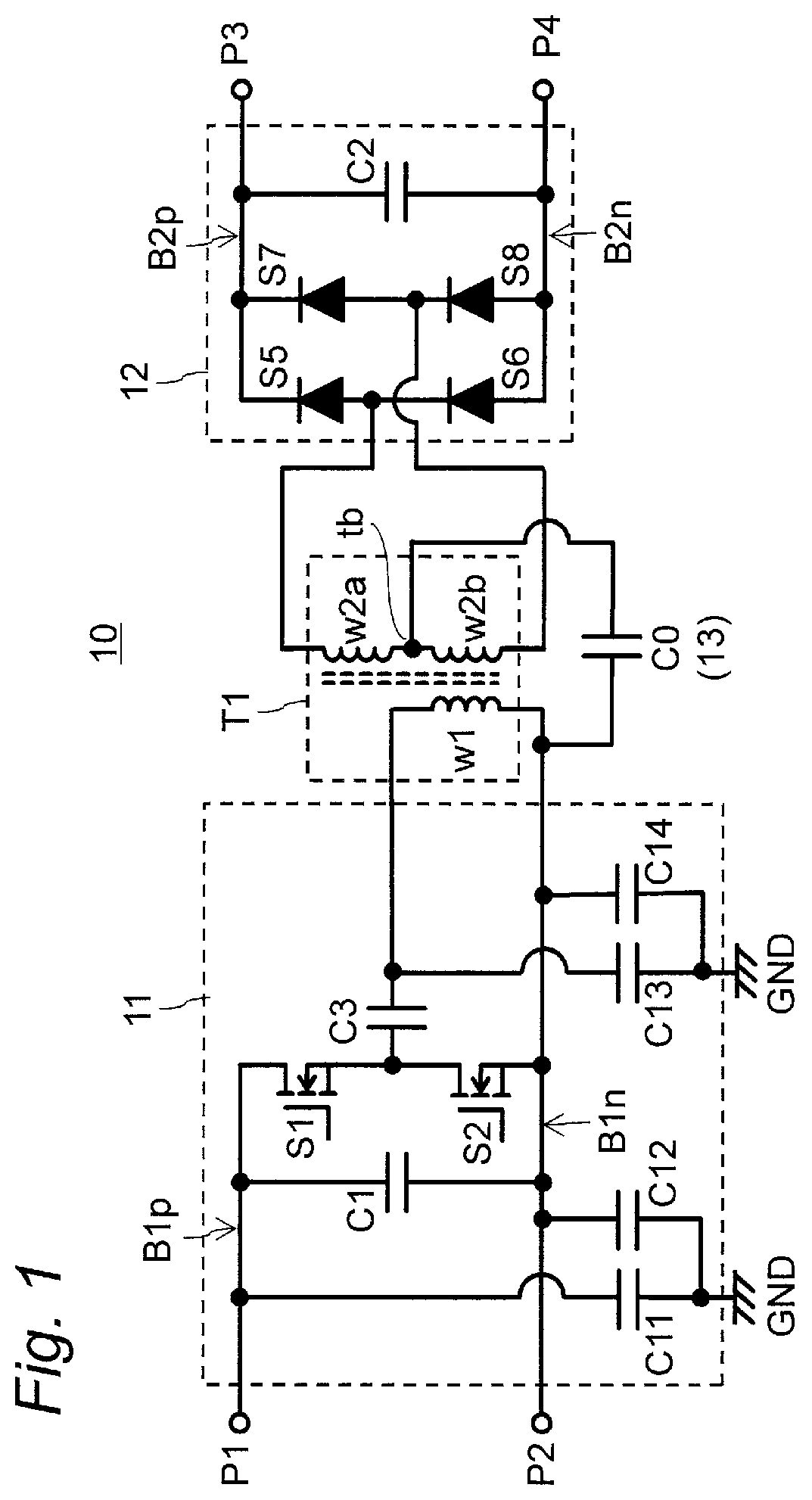 Patent US12308751 Figure 1 – Power conversion apparatus including transformer and operable with reduced common mode noise