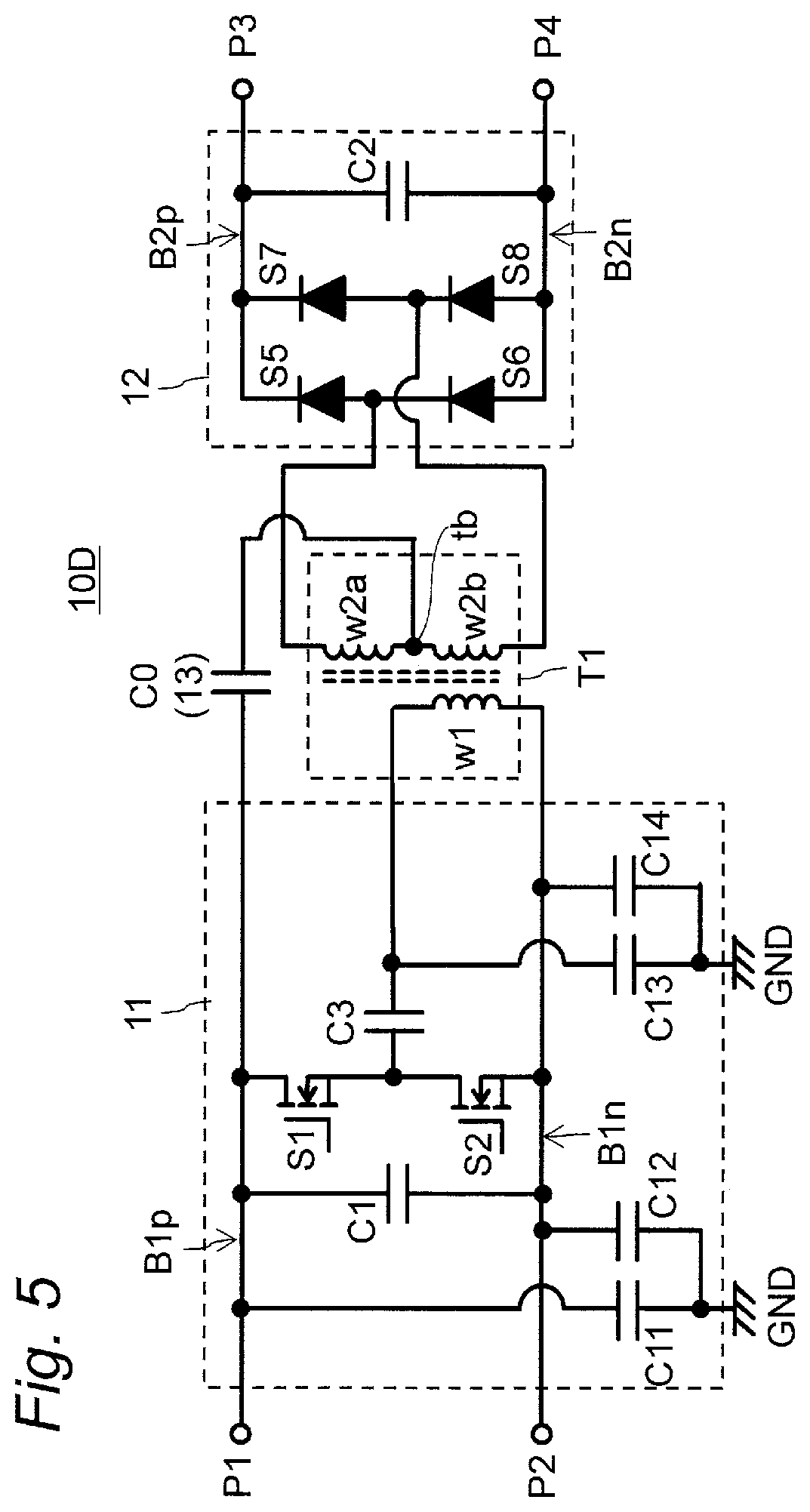Patent US12308751 Figure 5 – Power conversion apparatus including transformer and operable with reduced common mode noise