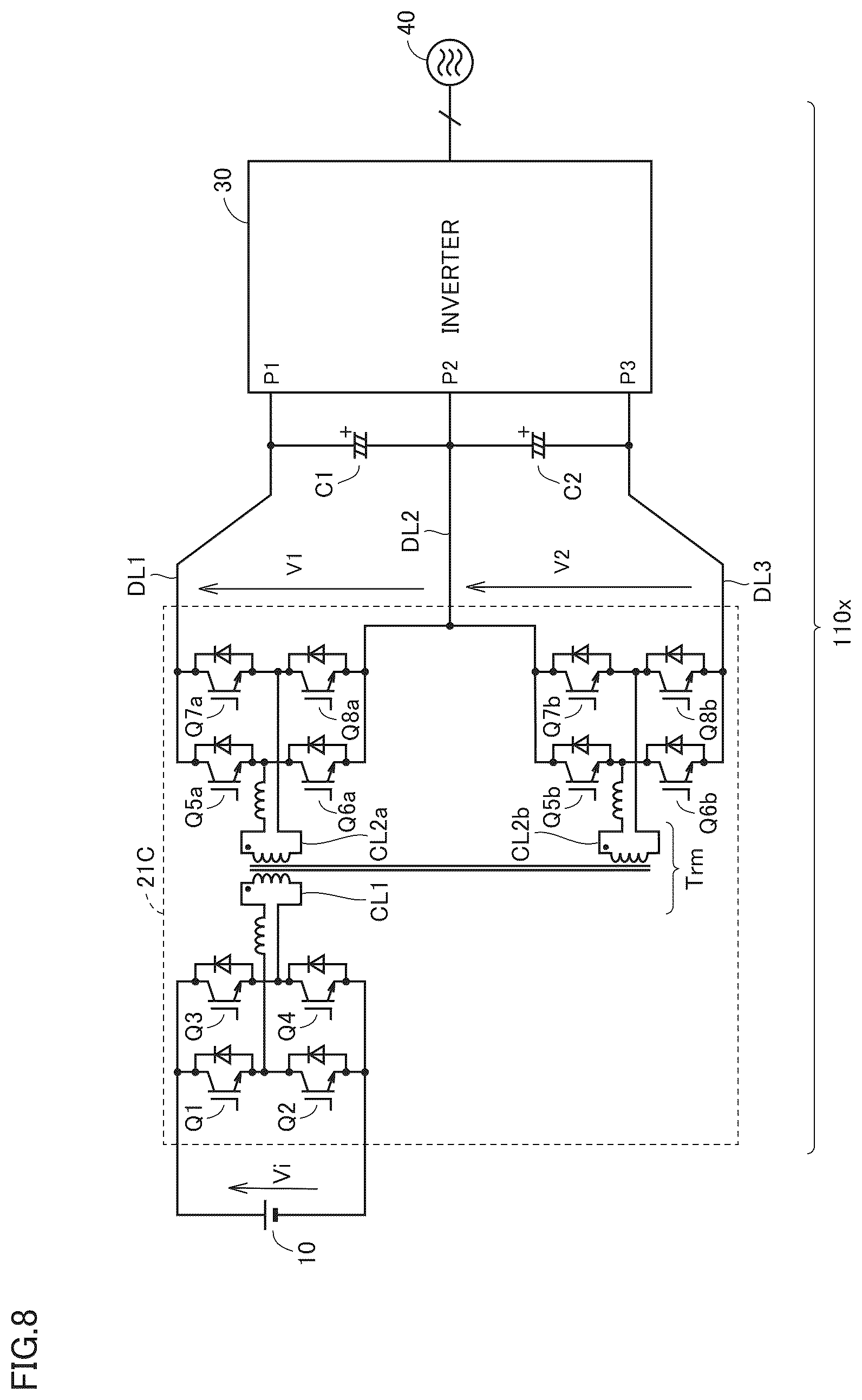 Patent US12308761 Figure 8 – Parallel conversion units without an output balancing circuit