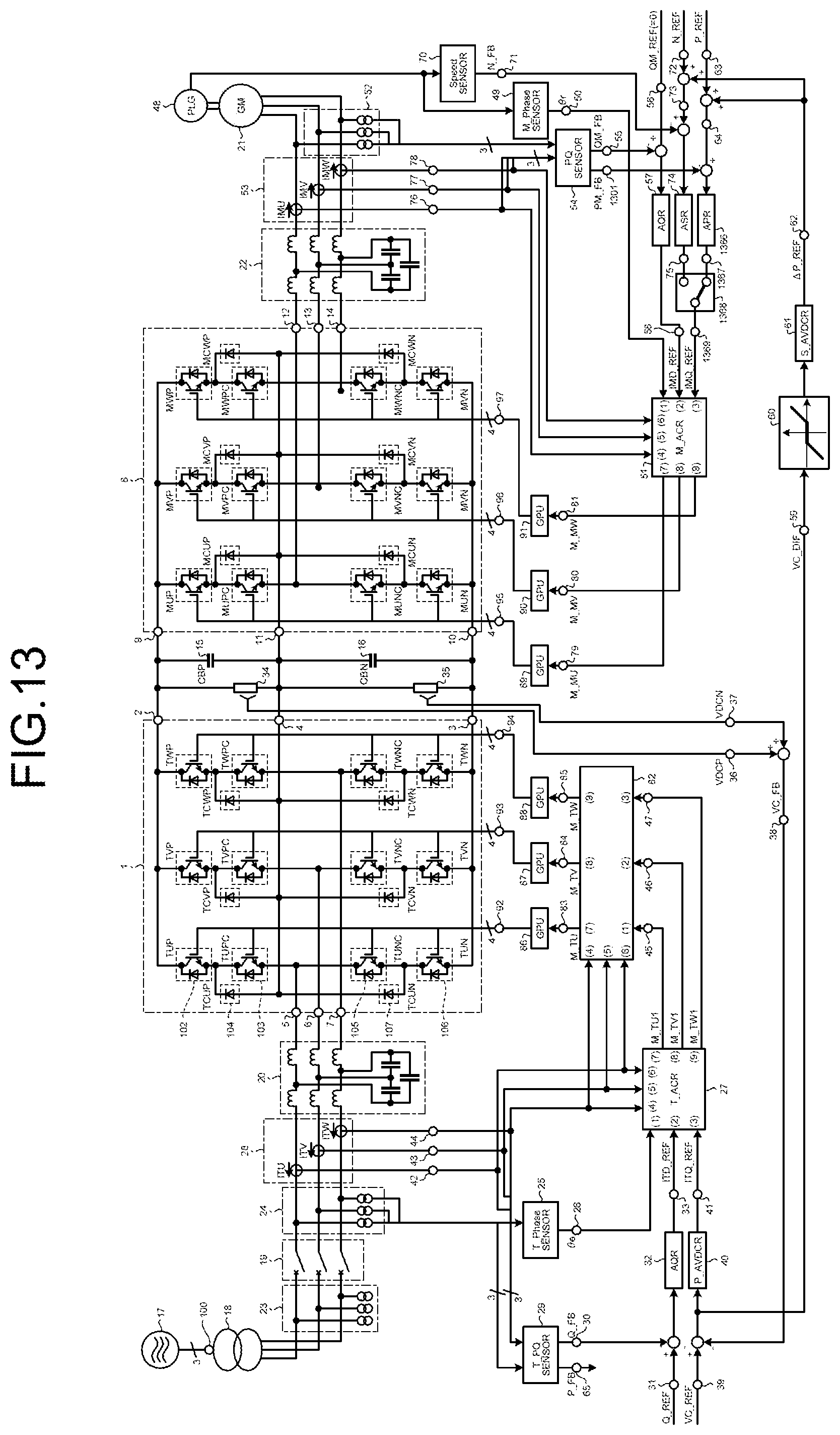 Patent US12308769 Figure 12 – Adjustable speed generator motor system with full power converter