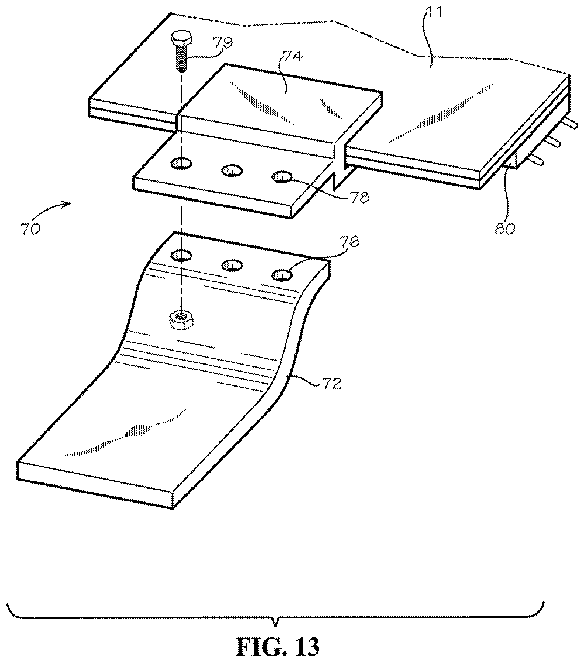 Patent US12308783 Figure 14 – Integrated photovoltaic module mounting system for use with tufted geosynthetics