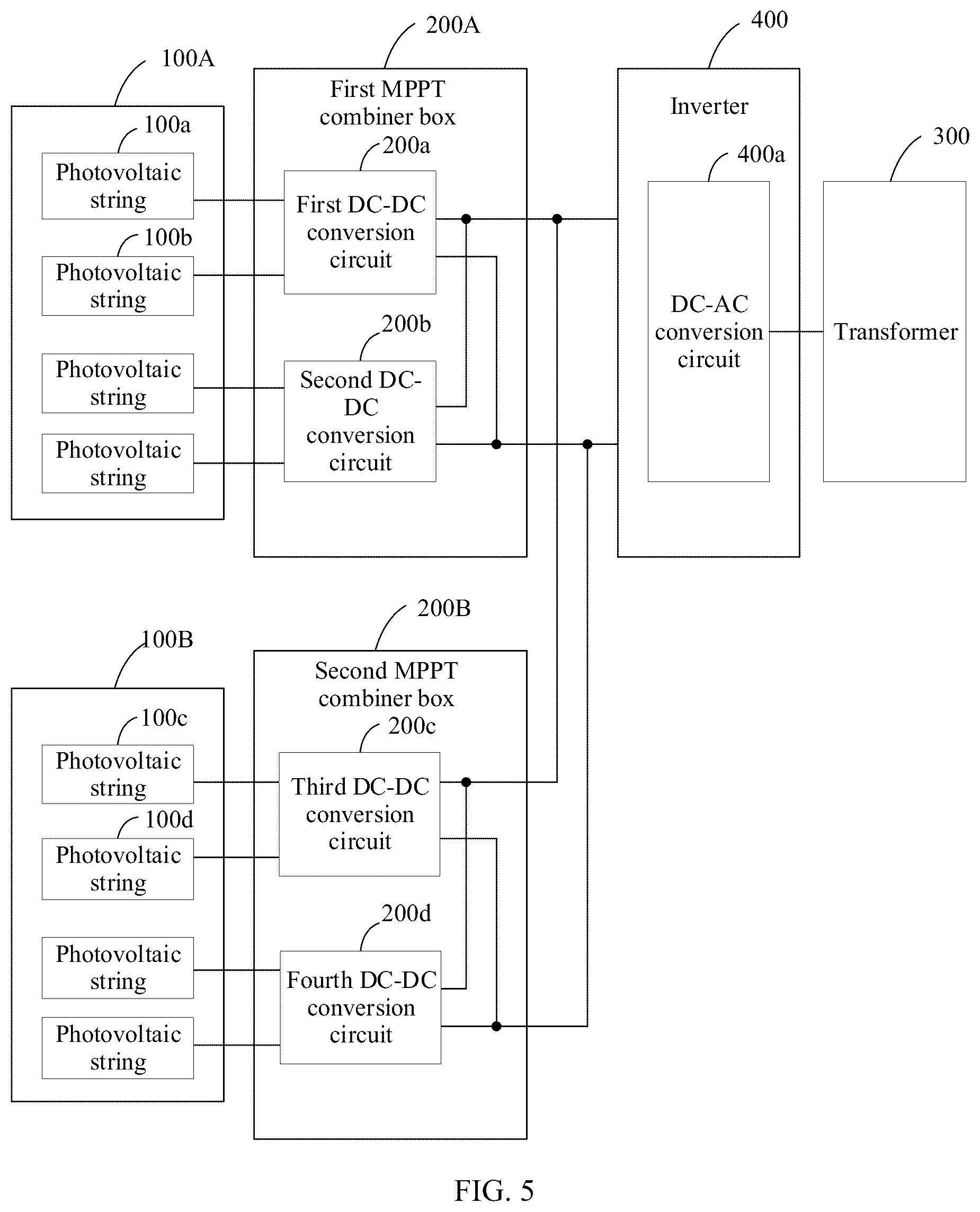 Patent US12308791 Figure 4 – Photovoltaic power generation system, power control method, and combiner box