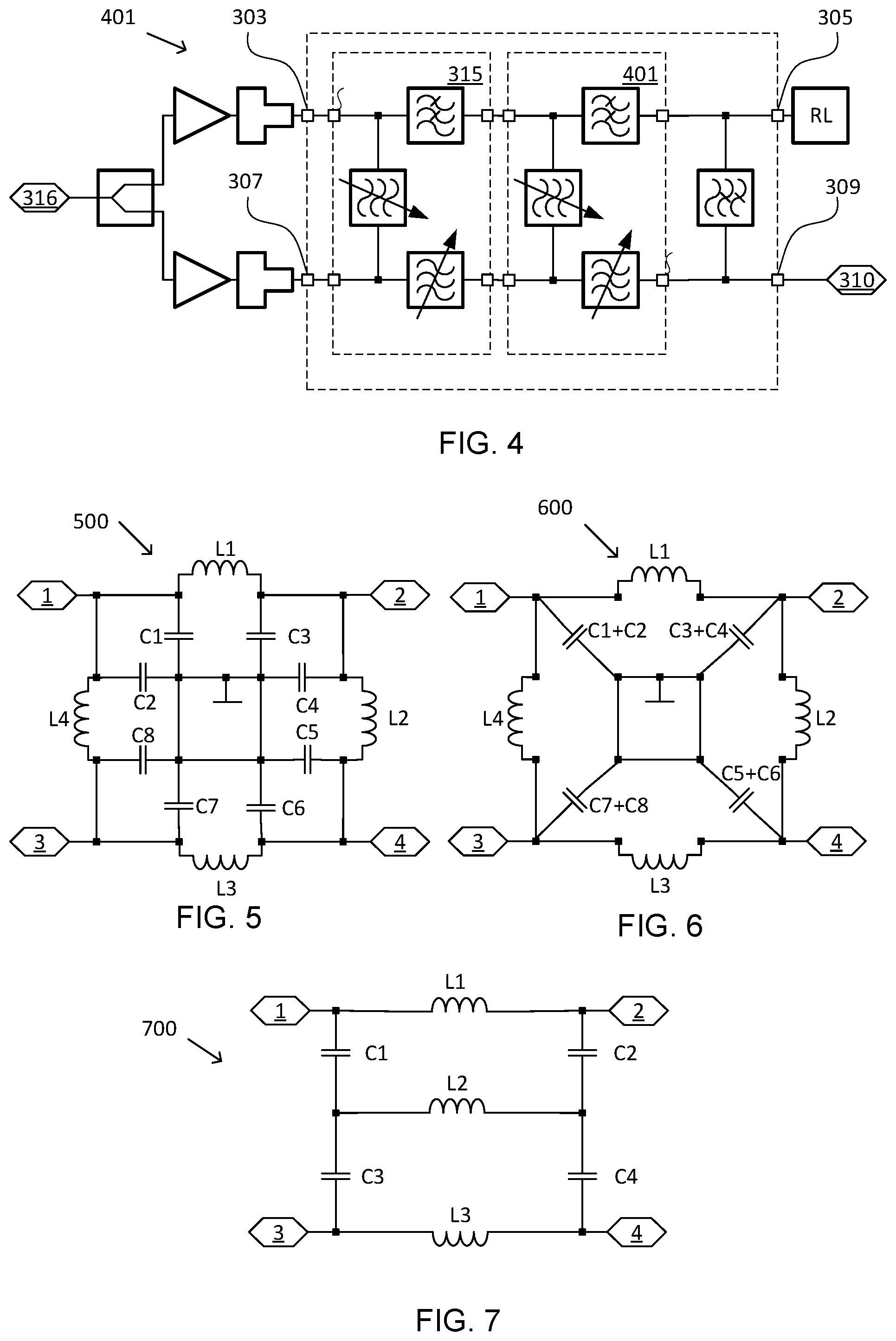 Patent US12308797 Figure 2 – Filter combiner for a Doherty amplifier, and a Doherty amplifier