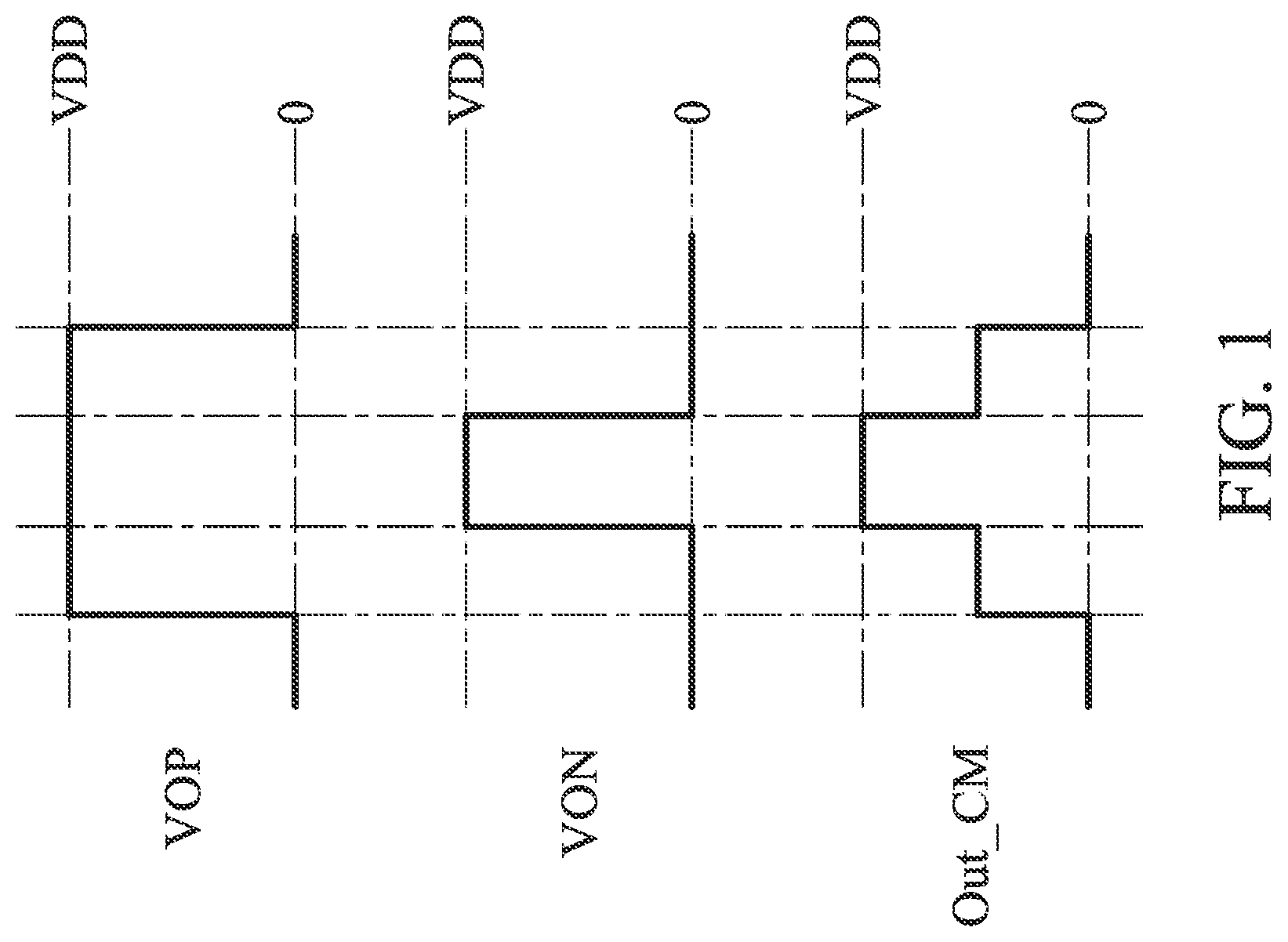 Patent US12308807 Figure 1 – Amplification circuit with compensation for common-mode voltage fluctuation