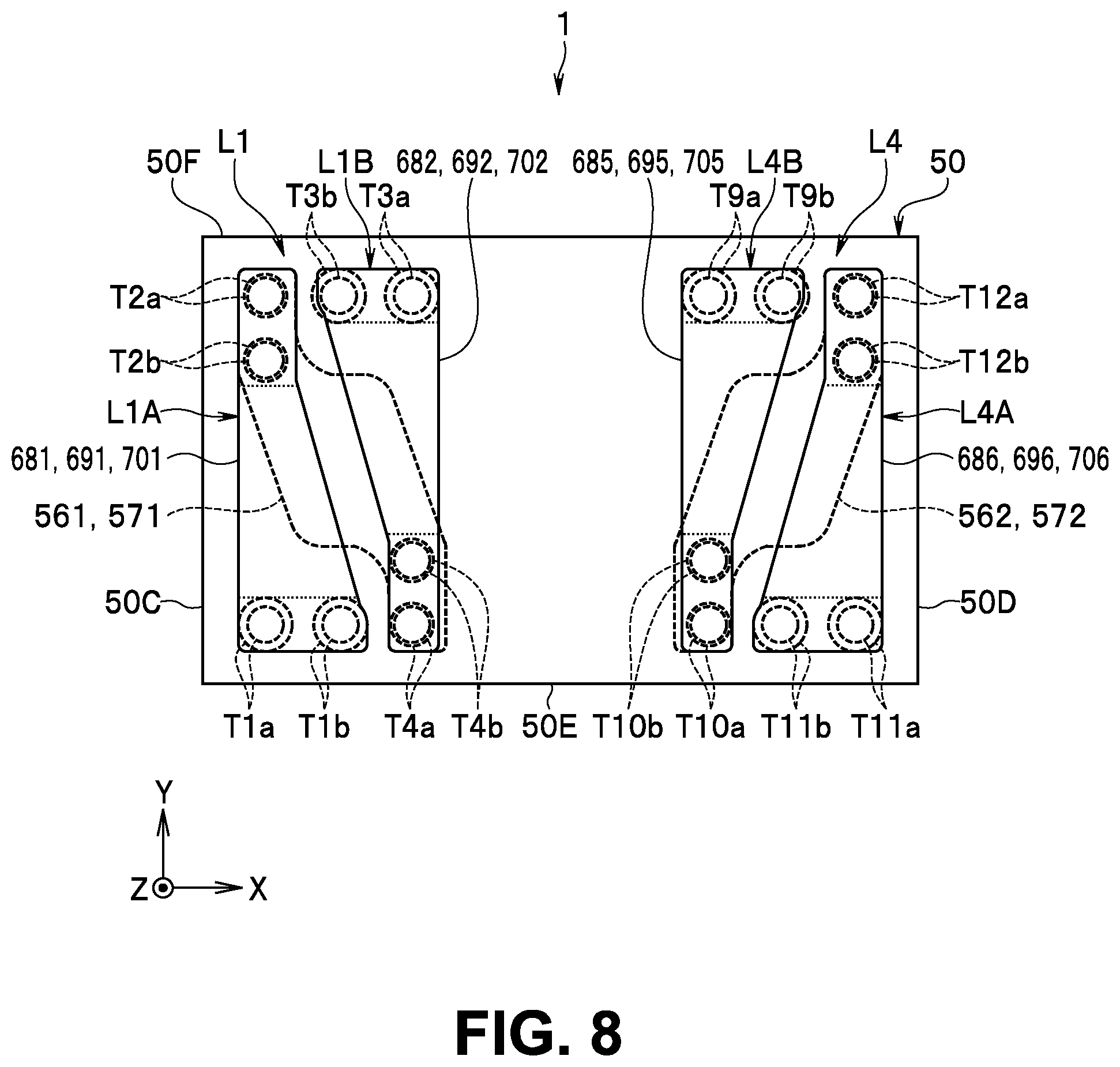 Patent US12308812 Figure 8 – Multilayer electronic component
