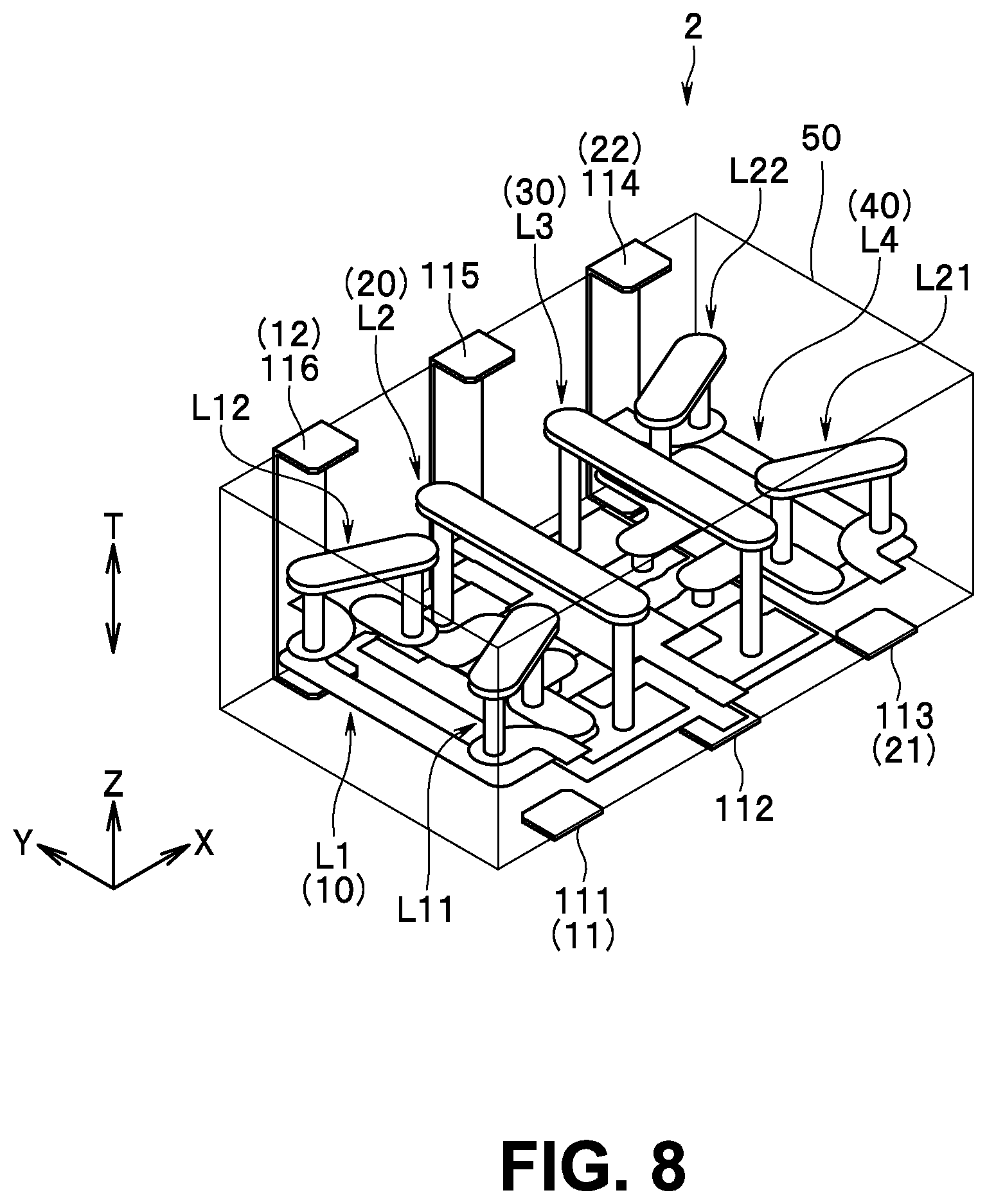 Patent US12308813 Figure 8 – Filter circuit and multilayered filter device