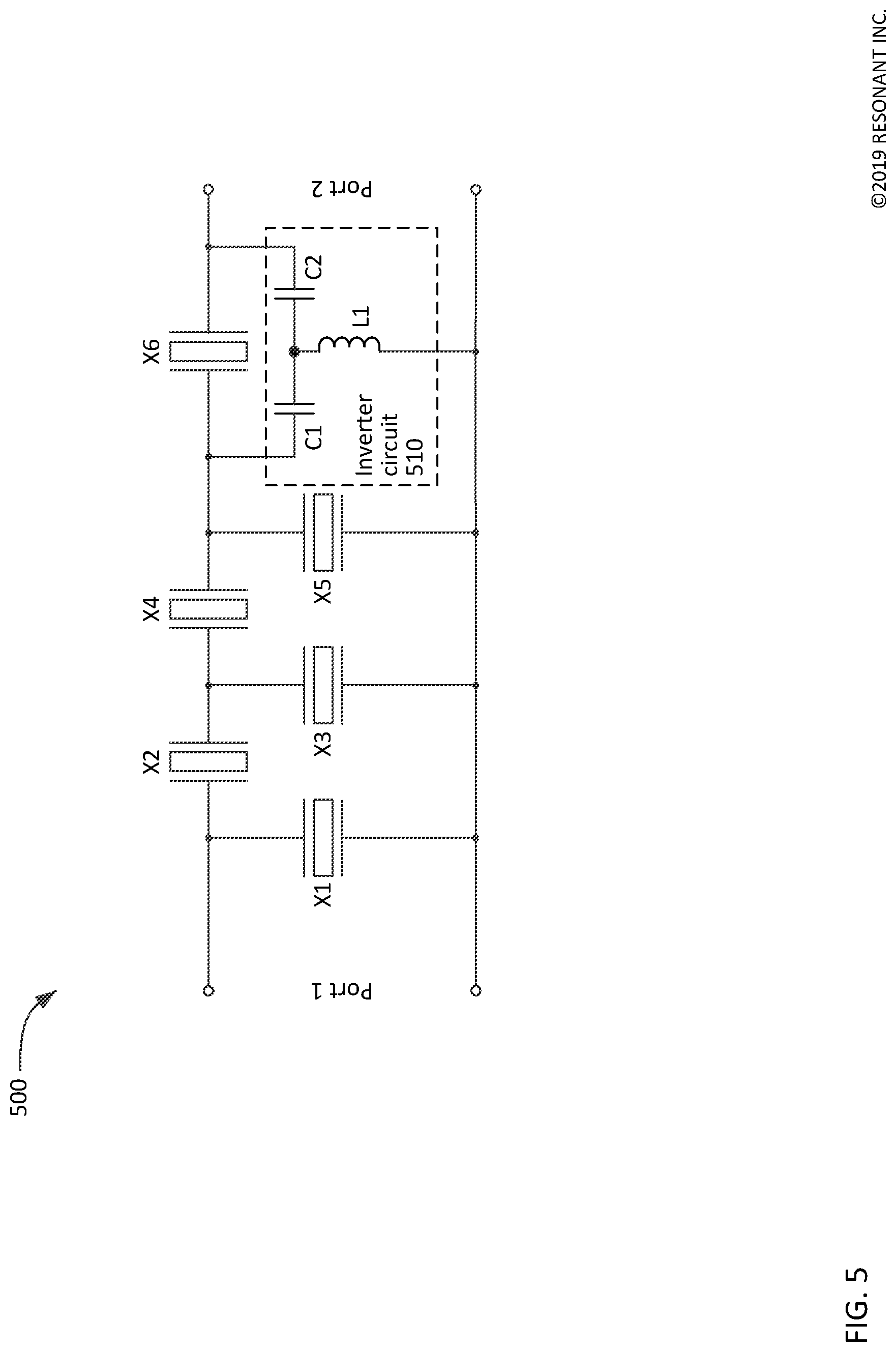 Patent US12308824 Figure 5 – Resonator circuit using an inverter to adjust anti-resonance frequency