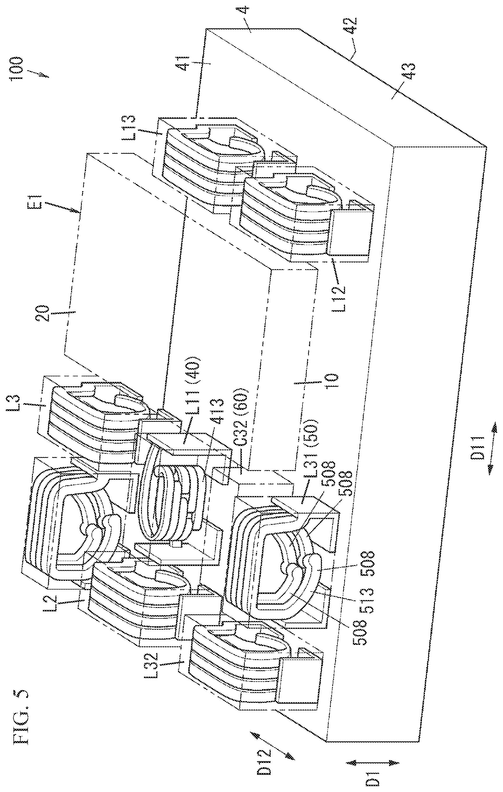 Patent US12308828 Figure 5 – Radio-frequency module and communication device