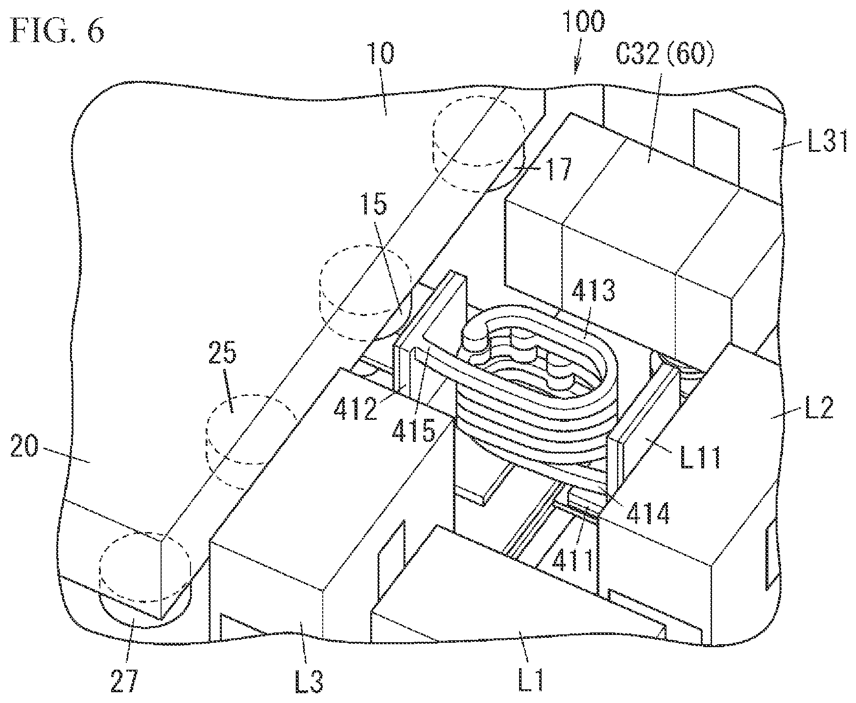Patent US12308828 Figure 6 – Radio-frequency module and communication device