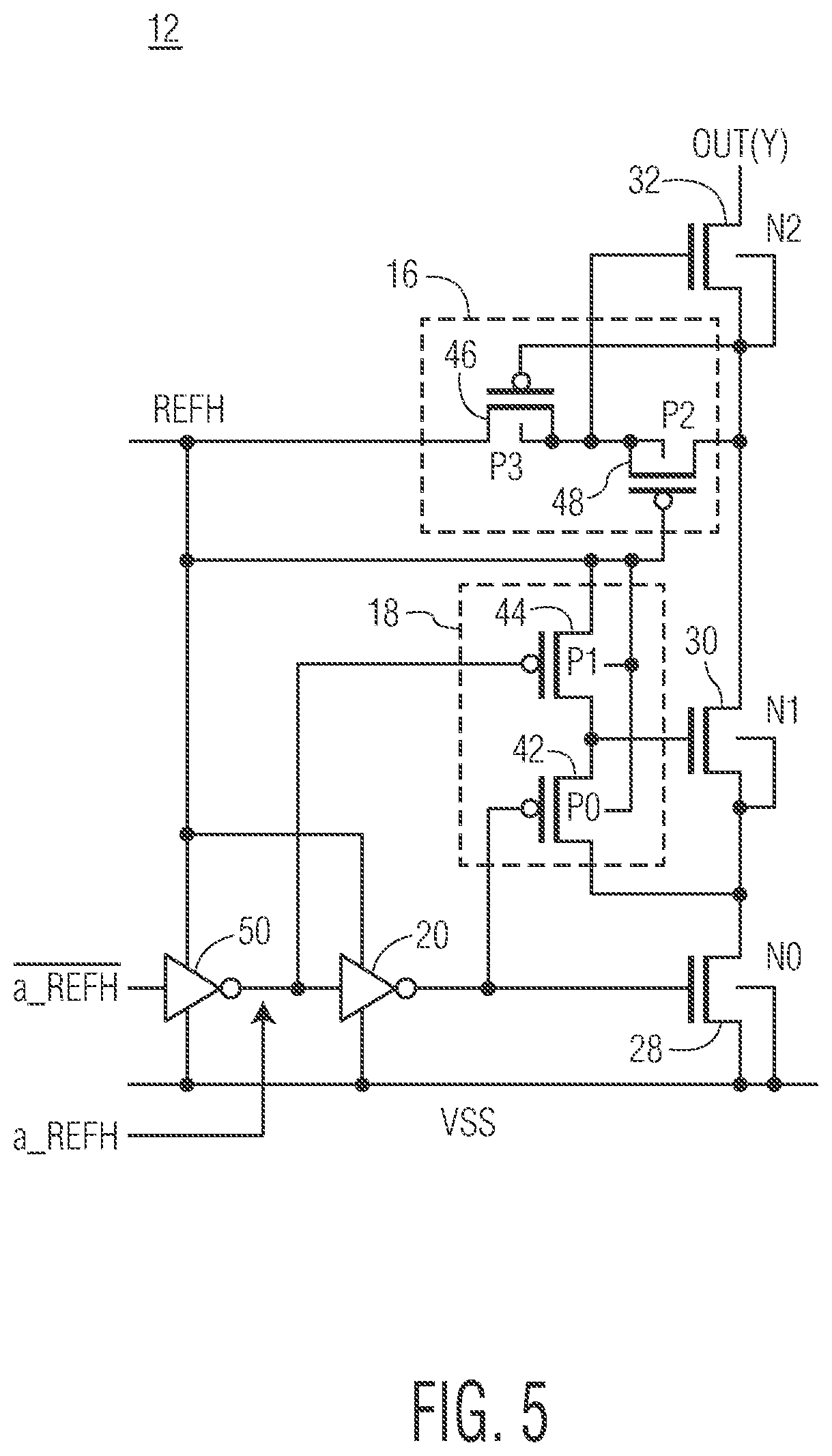 Patent US12308831 Figure 3 – Power switch having cascoded transistors of a same condictivity type, each of the cascoded transistors having its source tied to its body