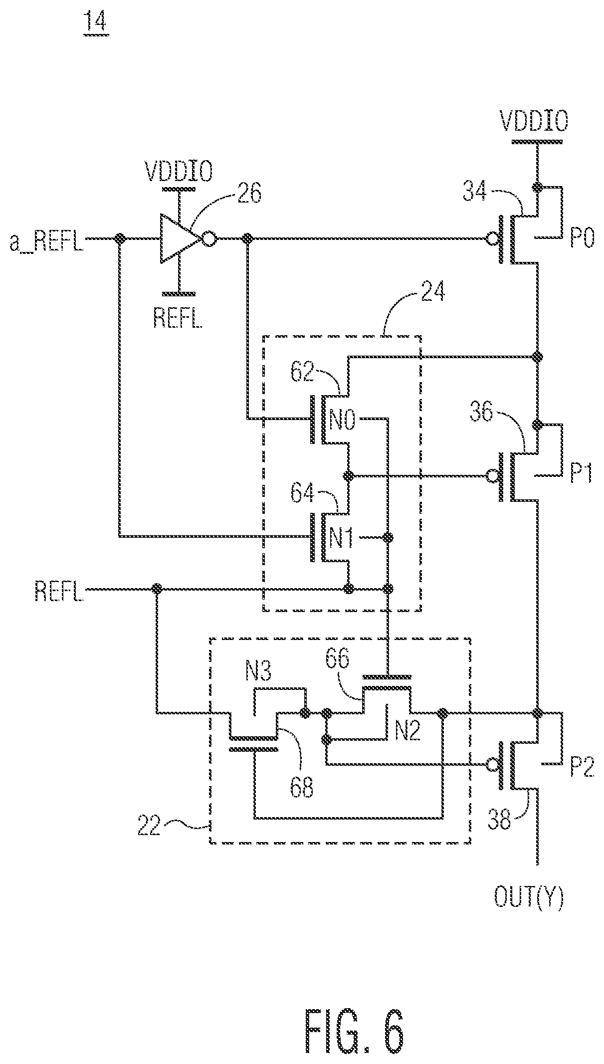 Patent US12308831 Figure 4 – Power switch having cascoded transistors of a same condictivity type, each of the cascoded transistors having its source tied to its body