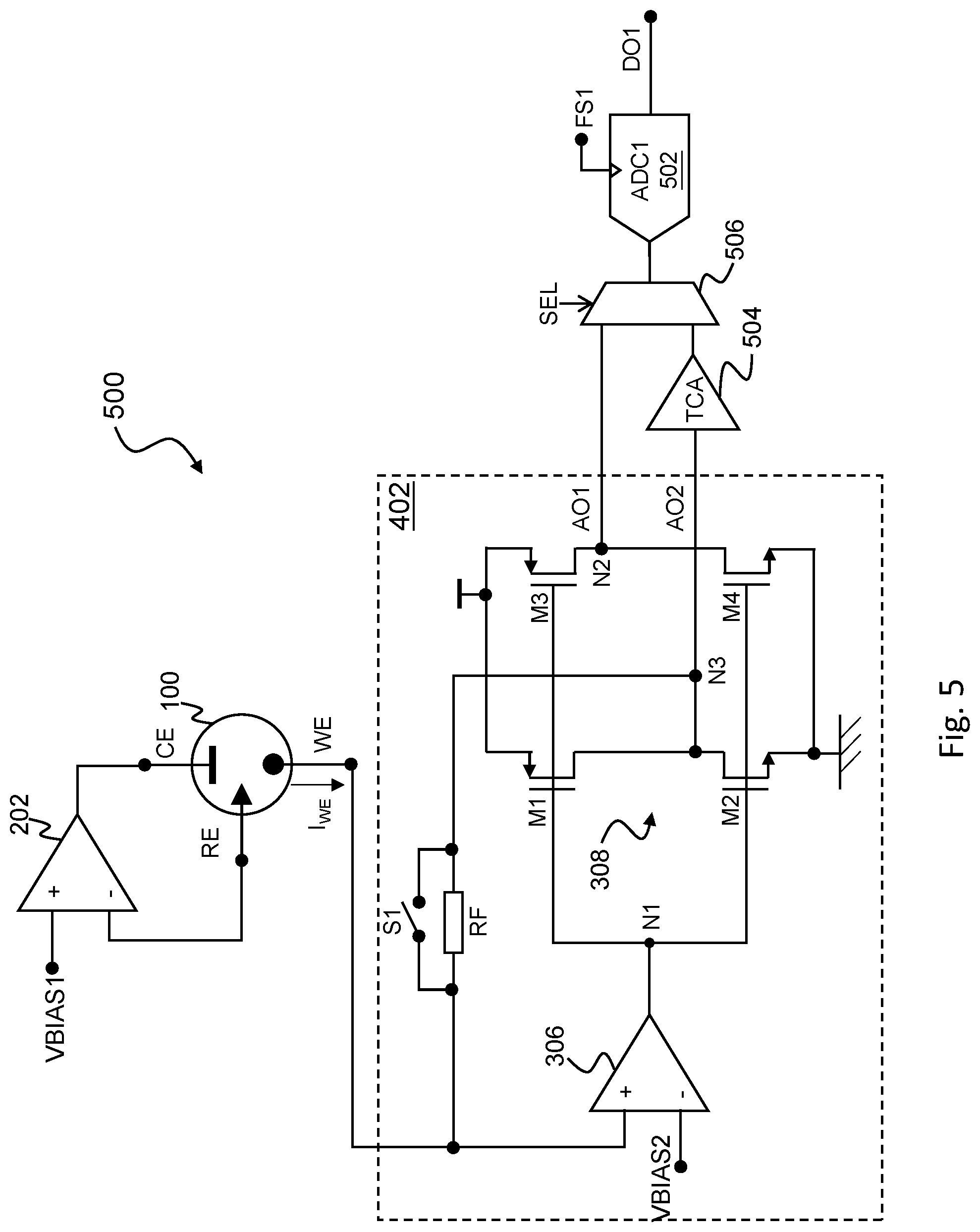 Patent US12308852 Figure 4 – Circuitry for measurement of electrochemical cells