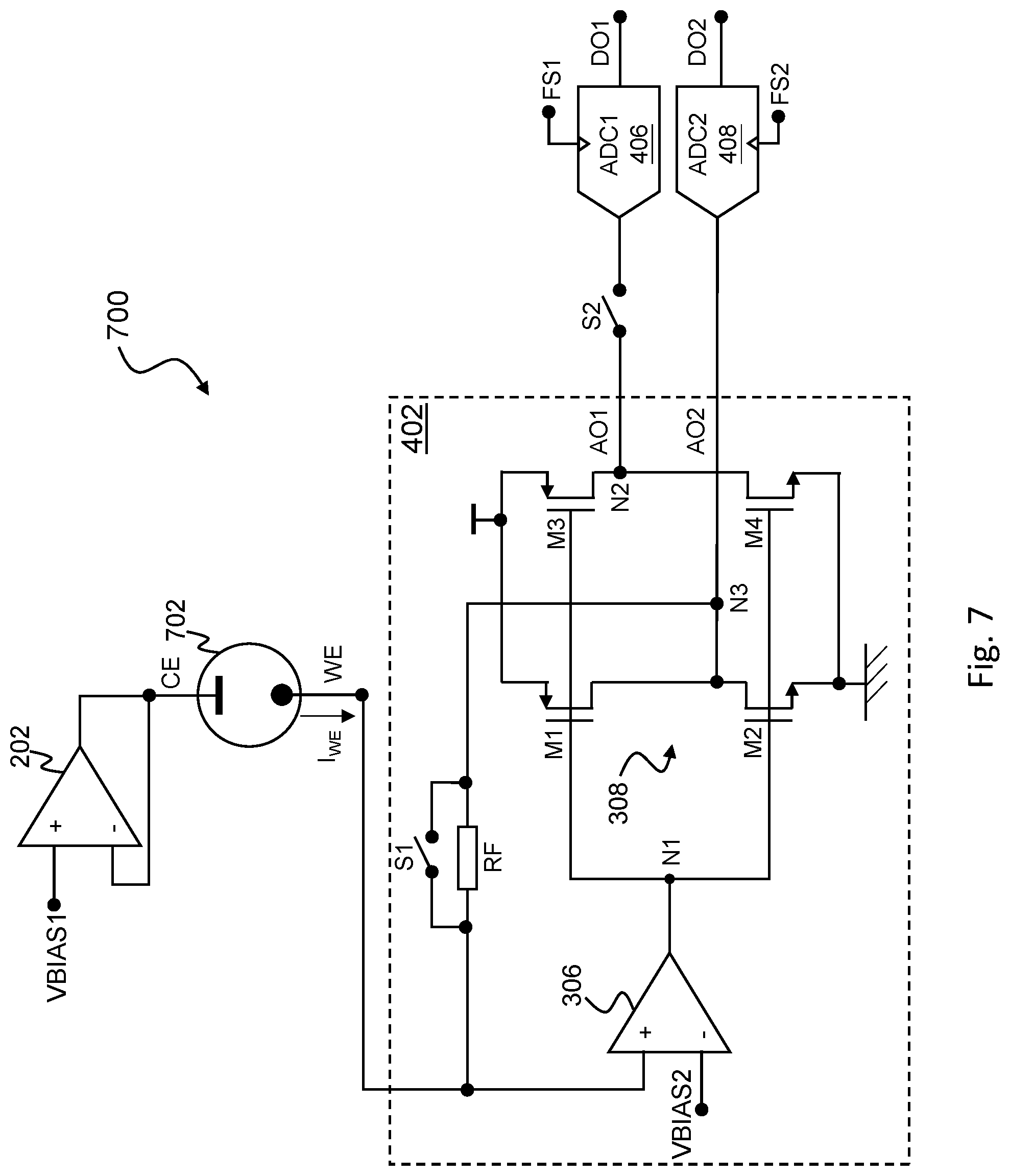Patent US12308852 Figure 6 – Circuitry for measurement of electrochemical cells