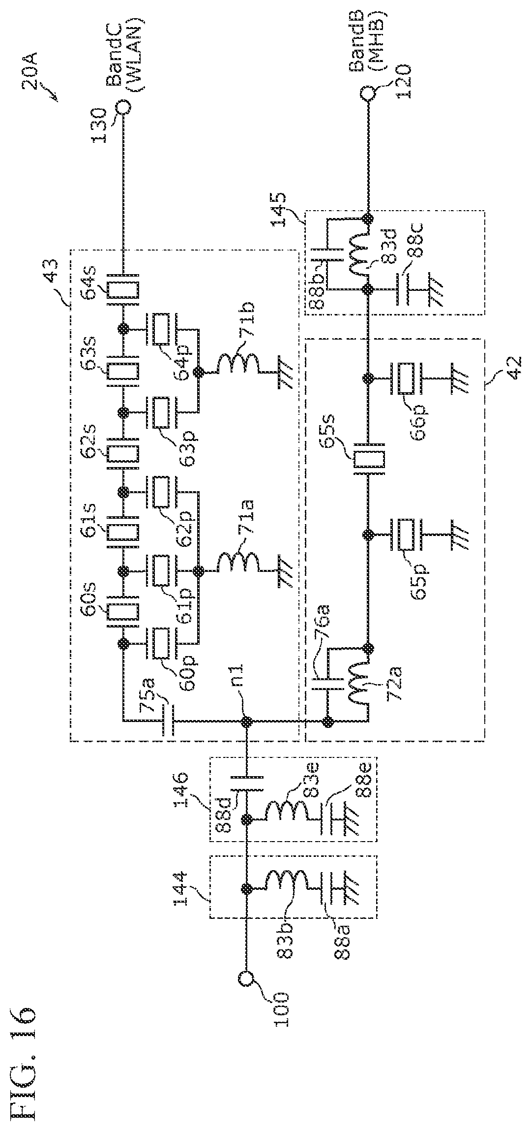 Patent US12308865 Figure 16 – Multiplexer and communication device