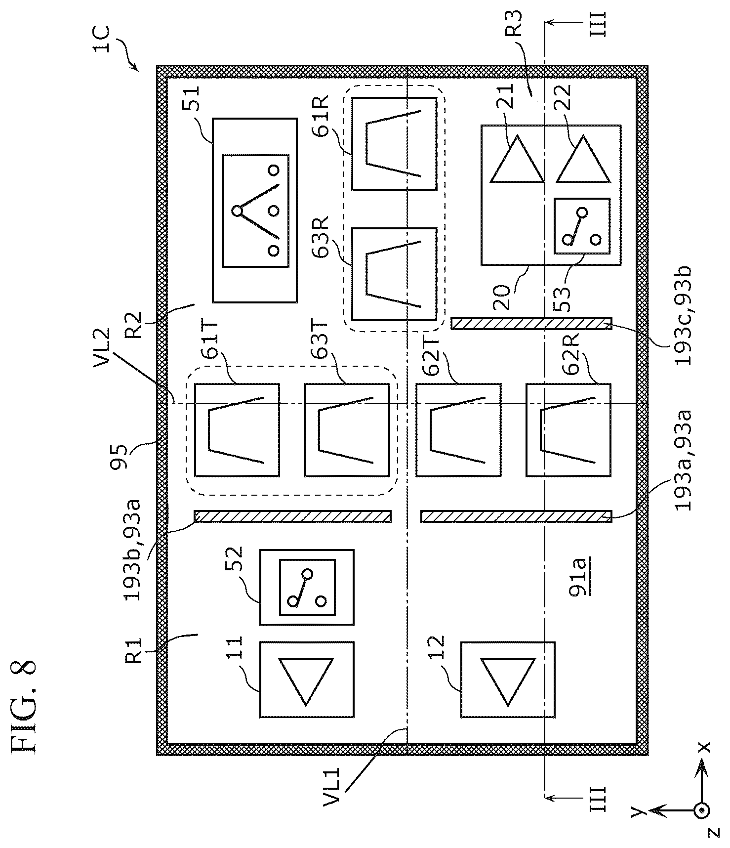 Patent US12308866 Figure 8 – Radio frequency module and communication device