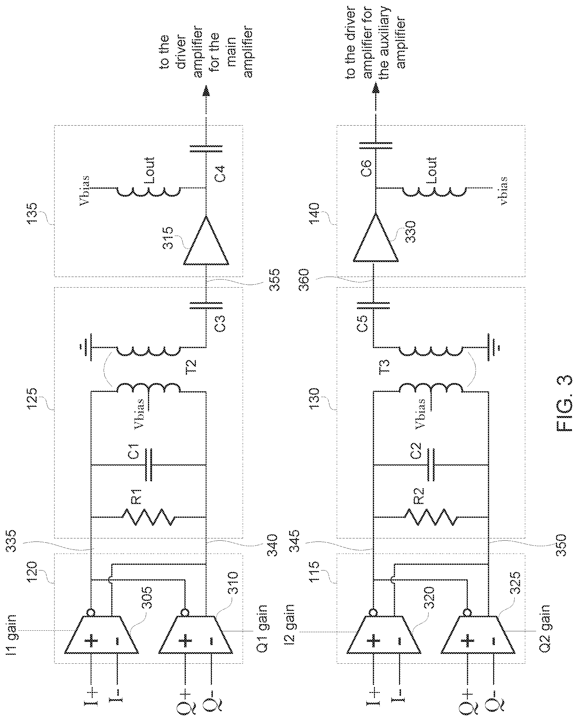 Patent US12308869 Figure 5 – Phase-reconfigurable circuits with programmable power splitting for dual-input power amplifiers