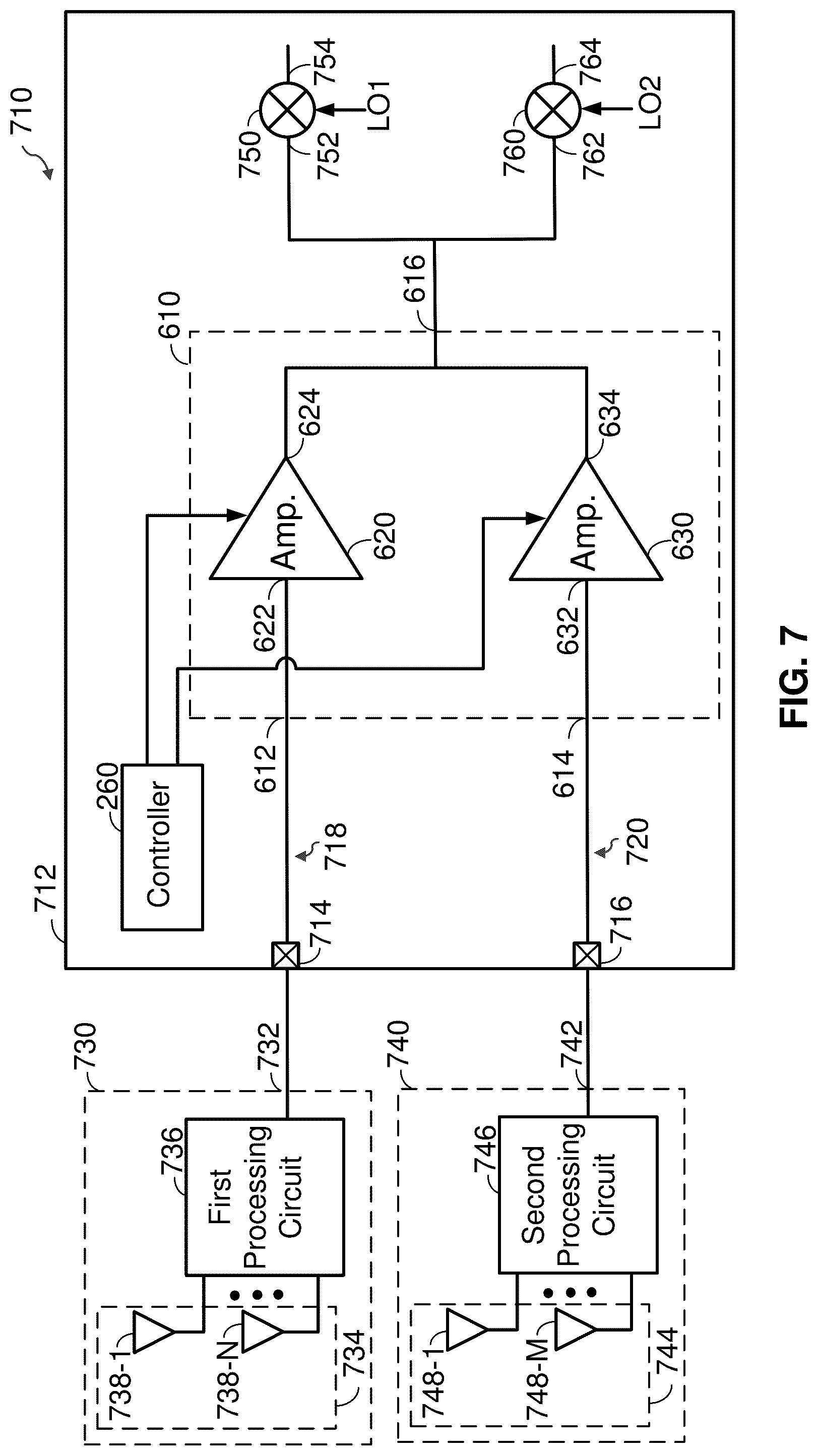 Patent US12308875 Figure 13 – Reconfigurable amplifier