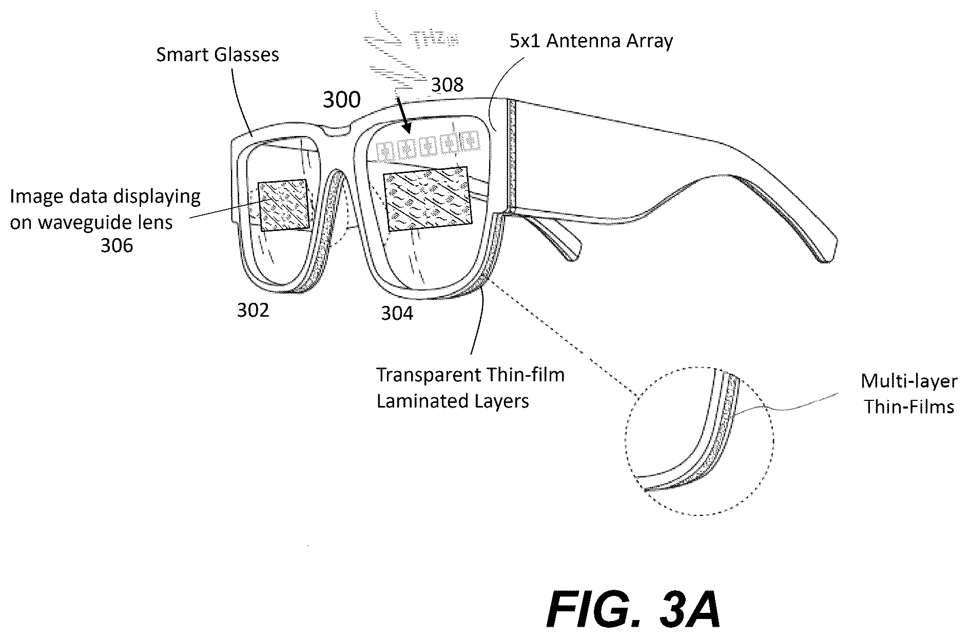Patent US12308888 Figure 5 – Display glasses with wireless THz transceiver for bio-sensing