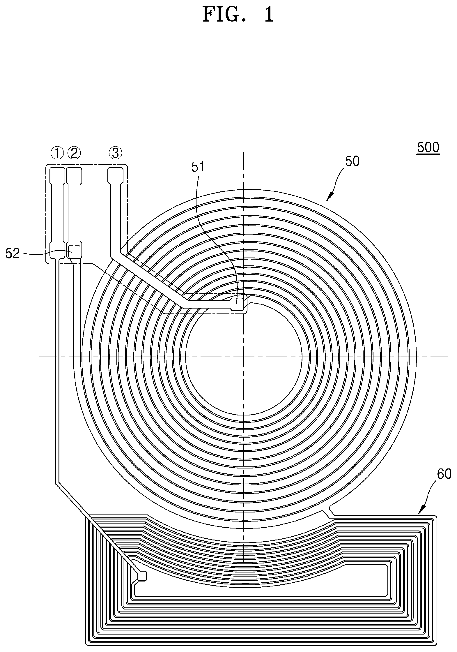Patent US12308899 Figure 1 – Composite coil pattern for wireless charging and magnetic secure transmission
