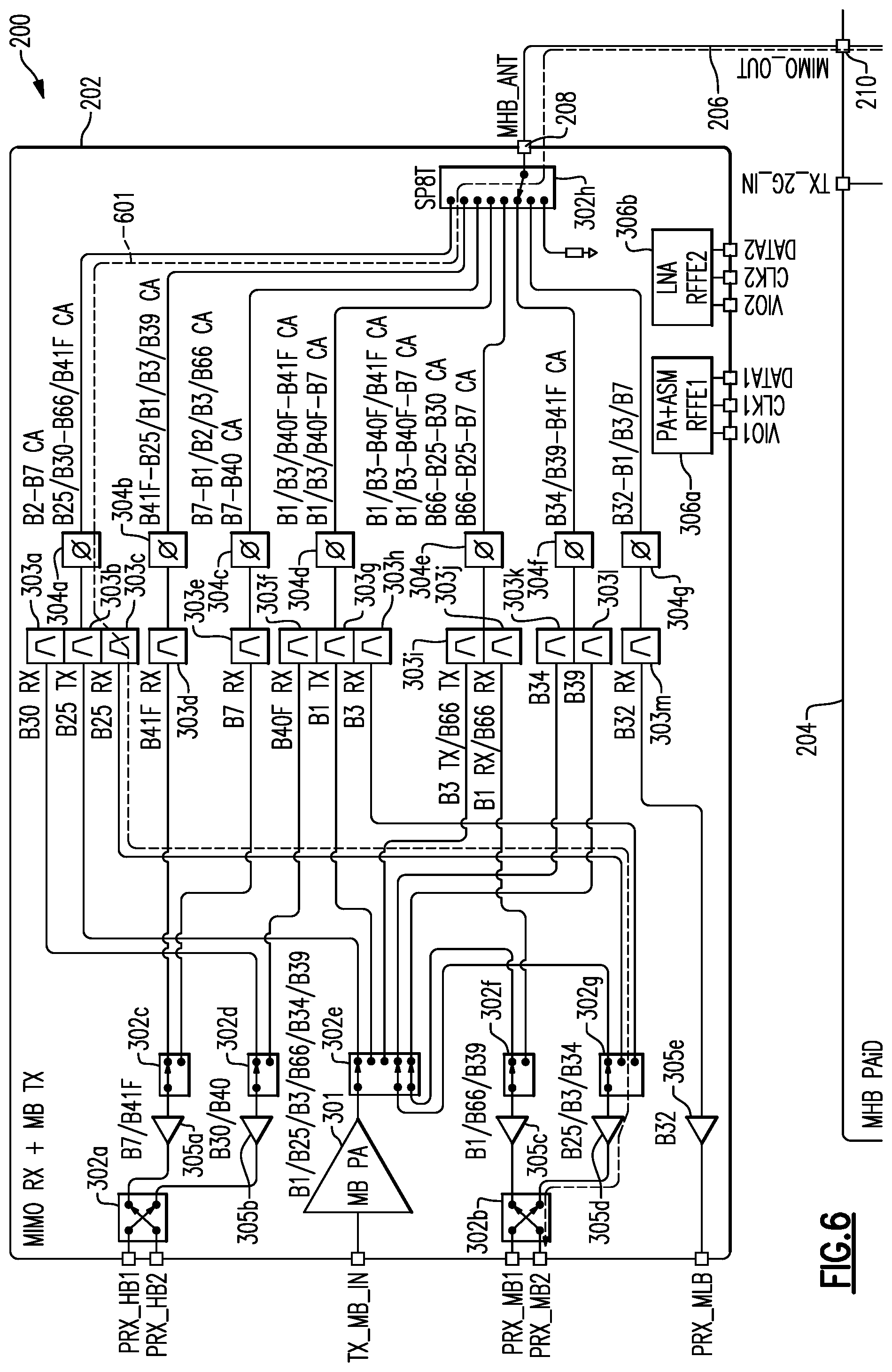 Patent US12308905 Figure 8 – Devices and methods related to radio-frequency front-end systems