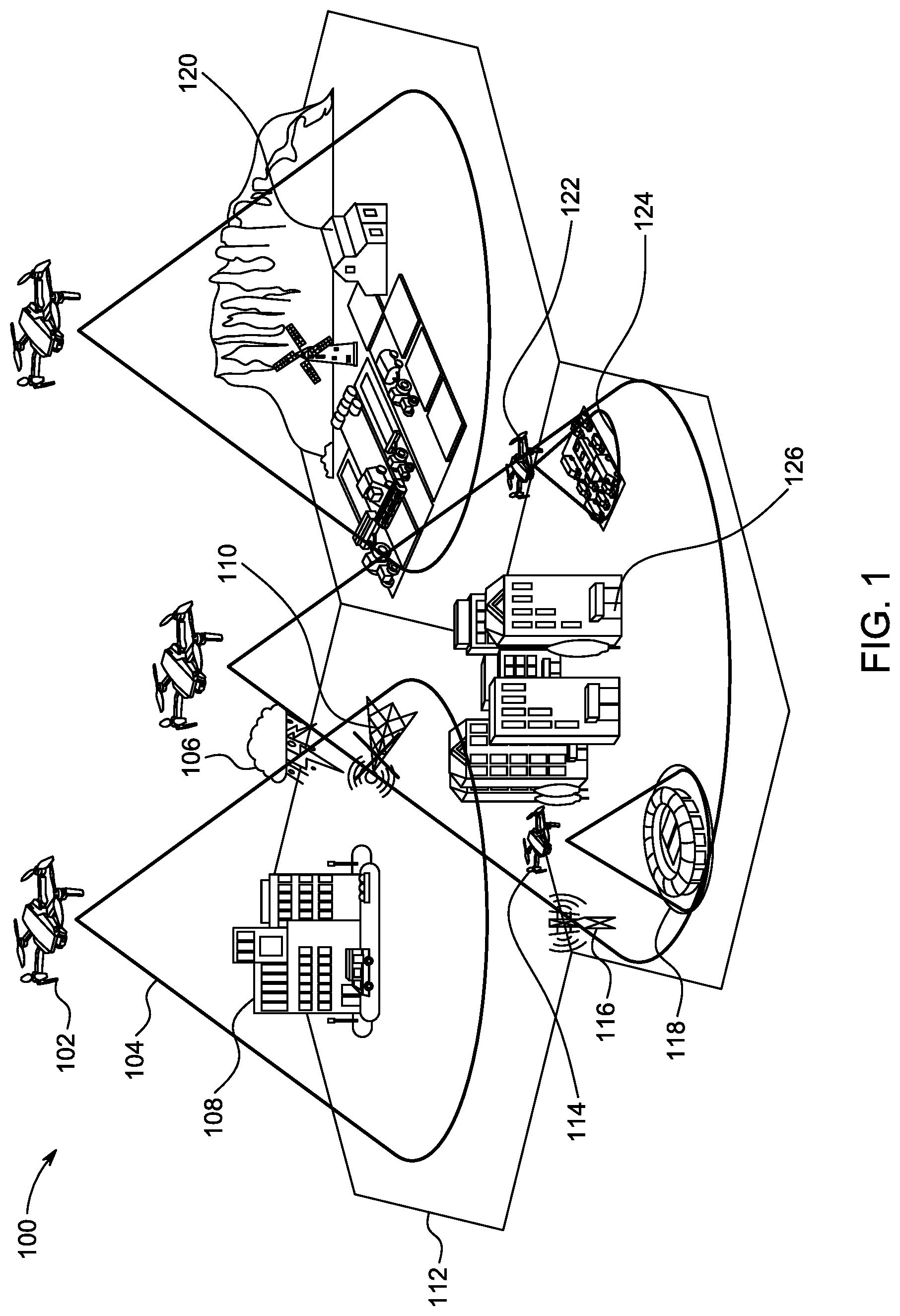 Patent US12308938 Figure 1 – Aerial access network system